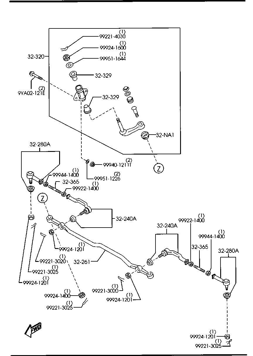 FORD UR61-32-280 - Stūres šķērsstiepņa uzgalis ps1.lv