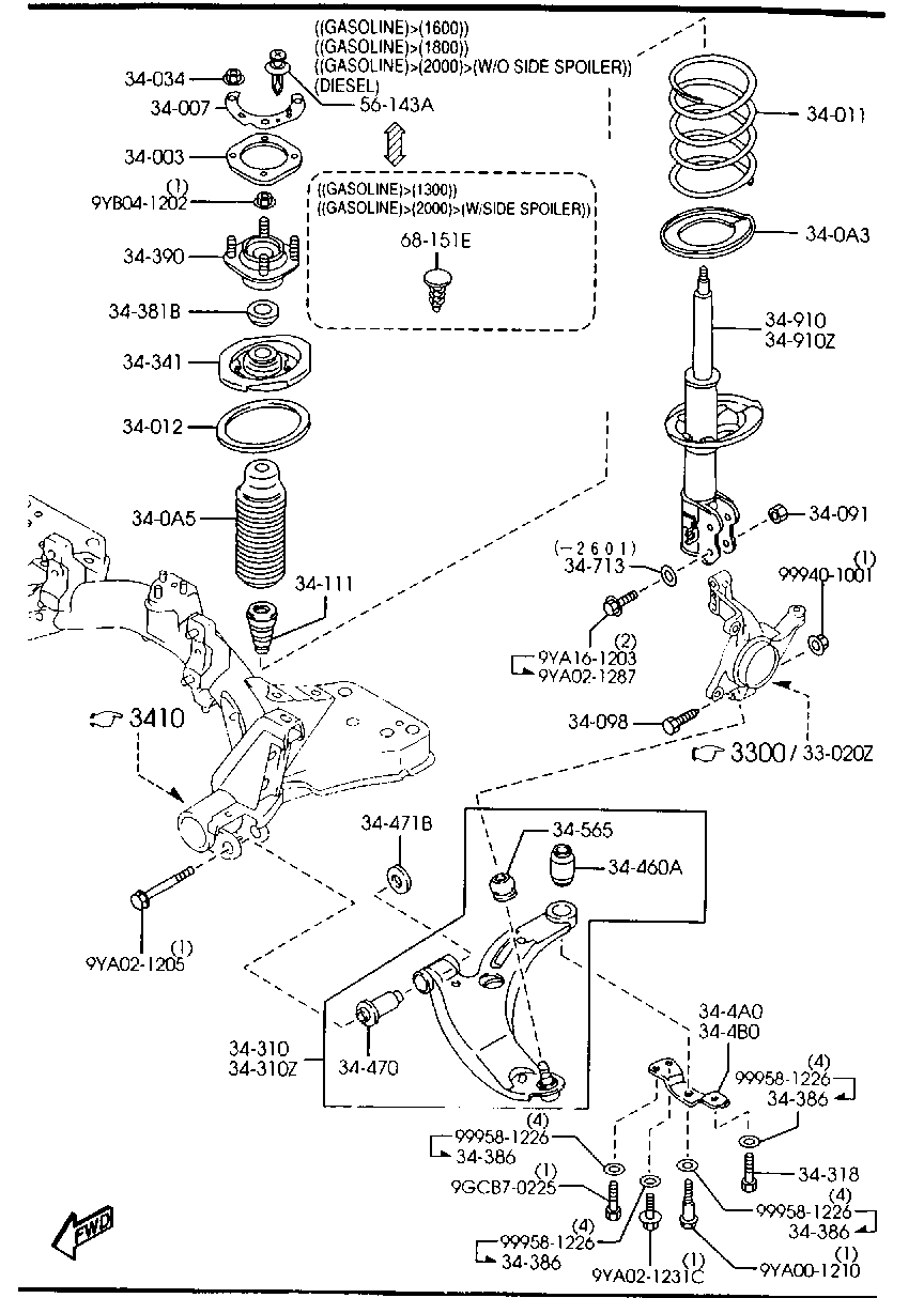 MAZDA B28V-34-300B - Neatkarīgās balstiekārtas svira, Riteņa piekare ps1.lv