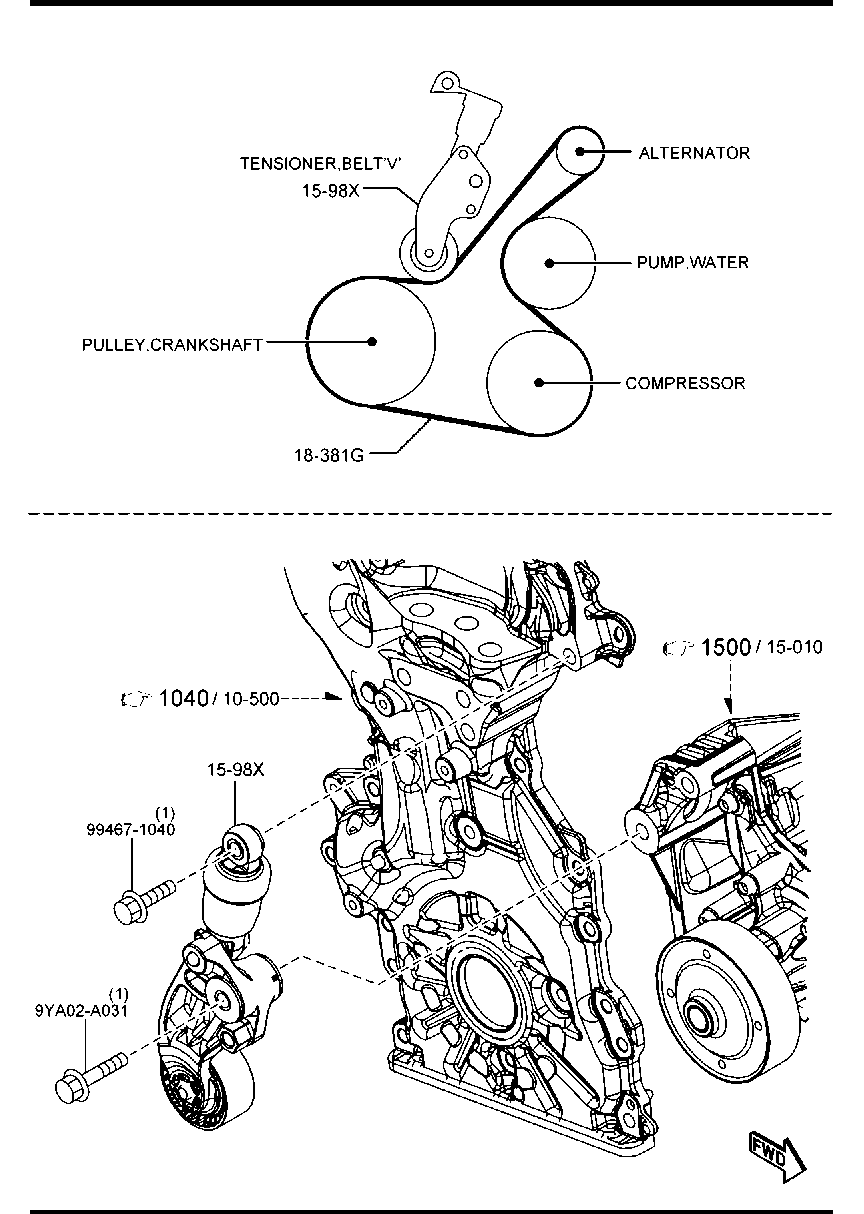 MAZDA SH01-15-980D - Siksnas spriegotājs, Ķīļsiksna ps1.lv