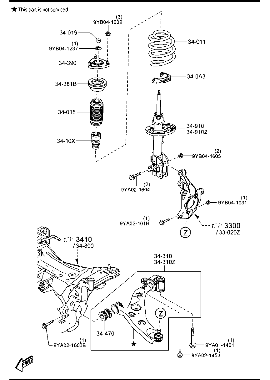 MAZDA G46C 34 350 - Neatkarīgās balstiekārtas svira, Riteņa piekare ps1.lv