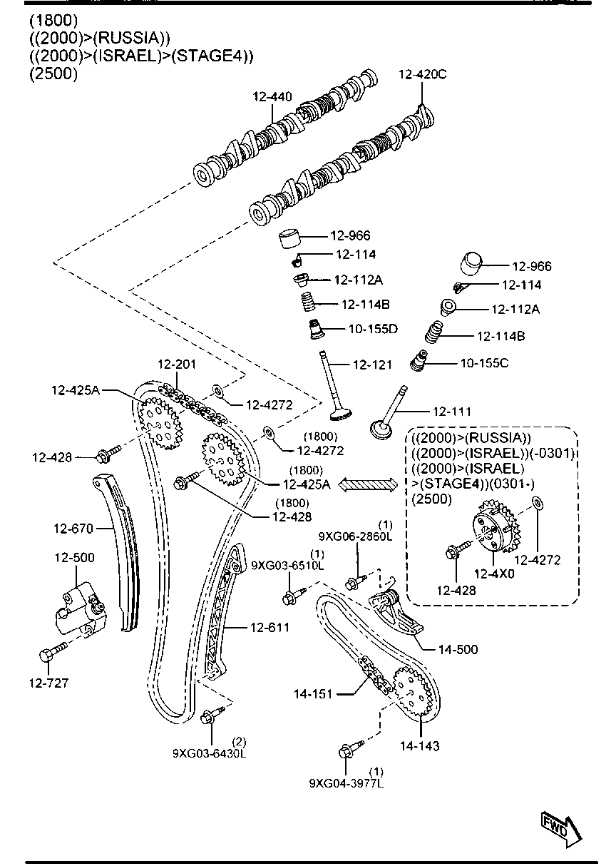 MAZDA LF01-12-500A - Sadales vārpstas piedziņas ķēdes komplekts ps1.lv