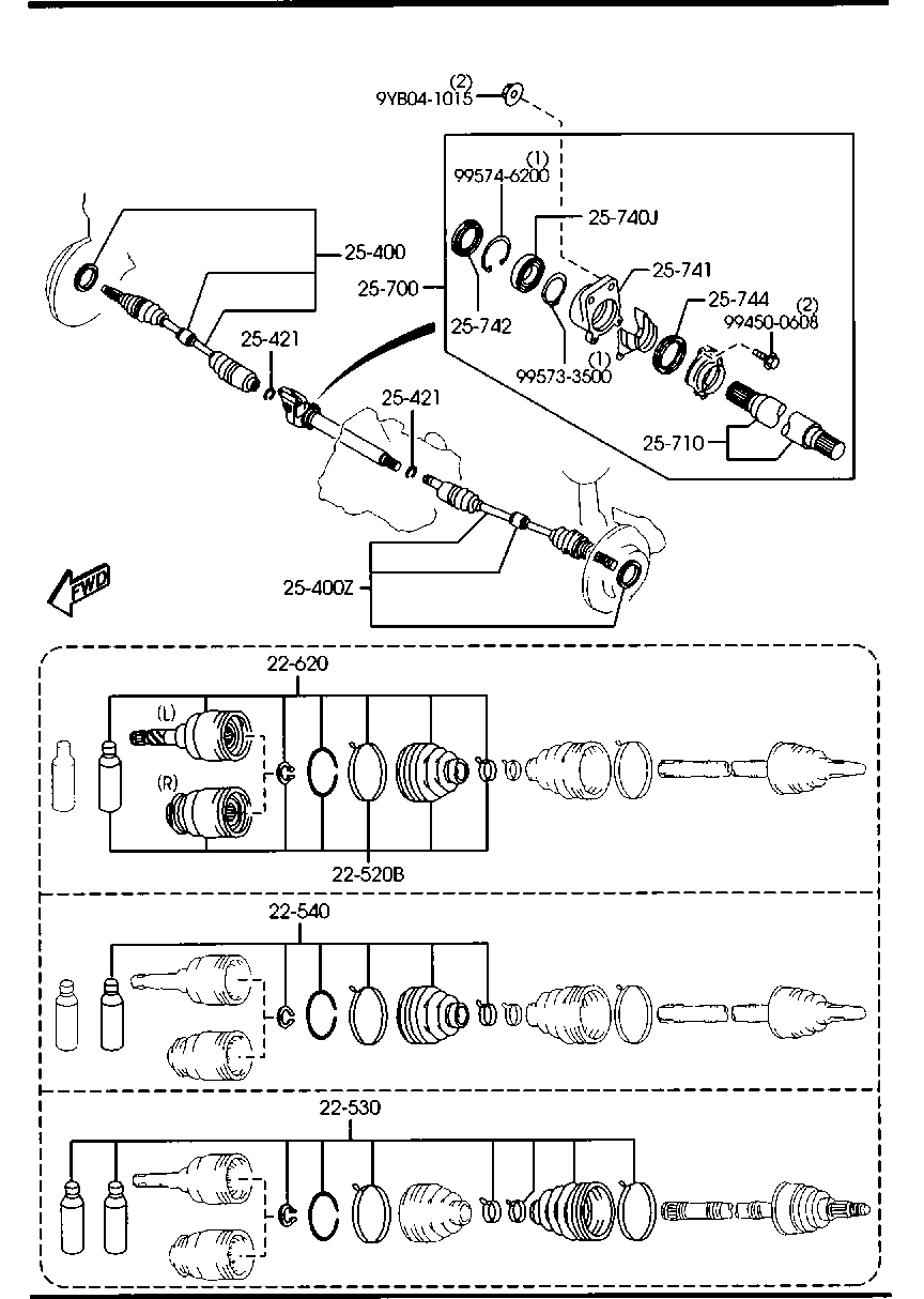 MAZDA GP27-22-520A - Šarnīru komplekts, Piedziņas vārpsta ps1.lv