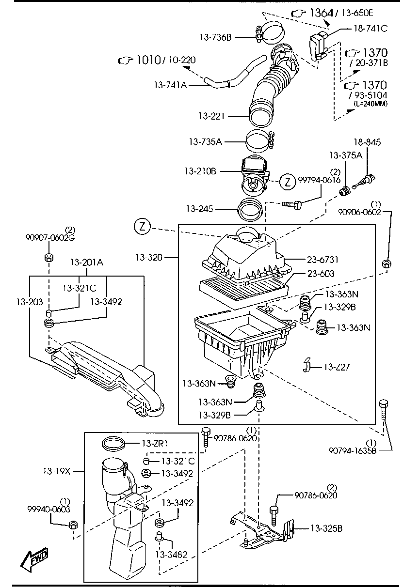 MAZDA FP47-13-220A - Gaisa tvērēja caurule, Gaisa filtrs ps1.lv