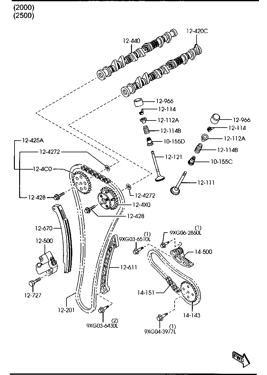 MAZDA LF01-12-425 - Sadales vārpstas piedziņas ķēdes komplekts ps1.lv