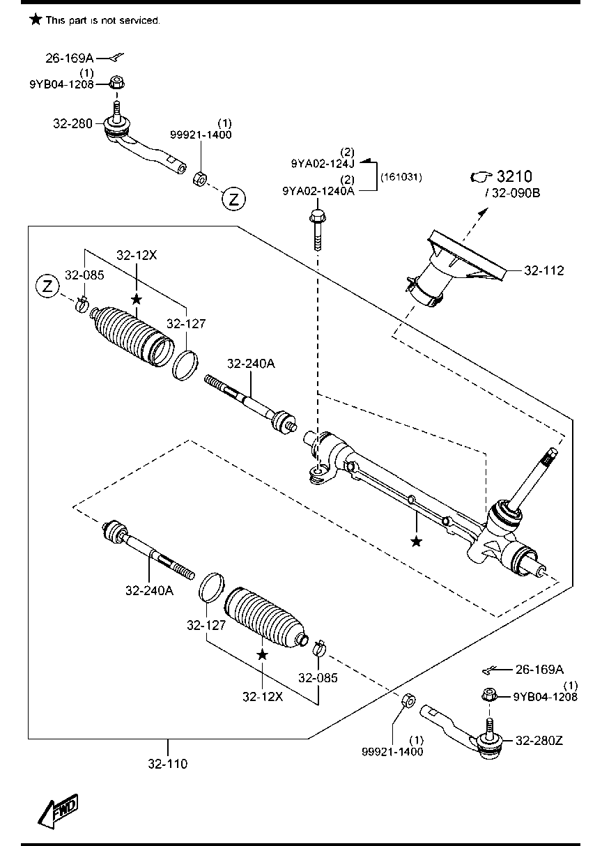 MAZDA D09H 32 240 - Aksiālais šarnīrs, Stūres šķērsstiepnis ps1.lv