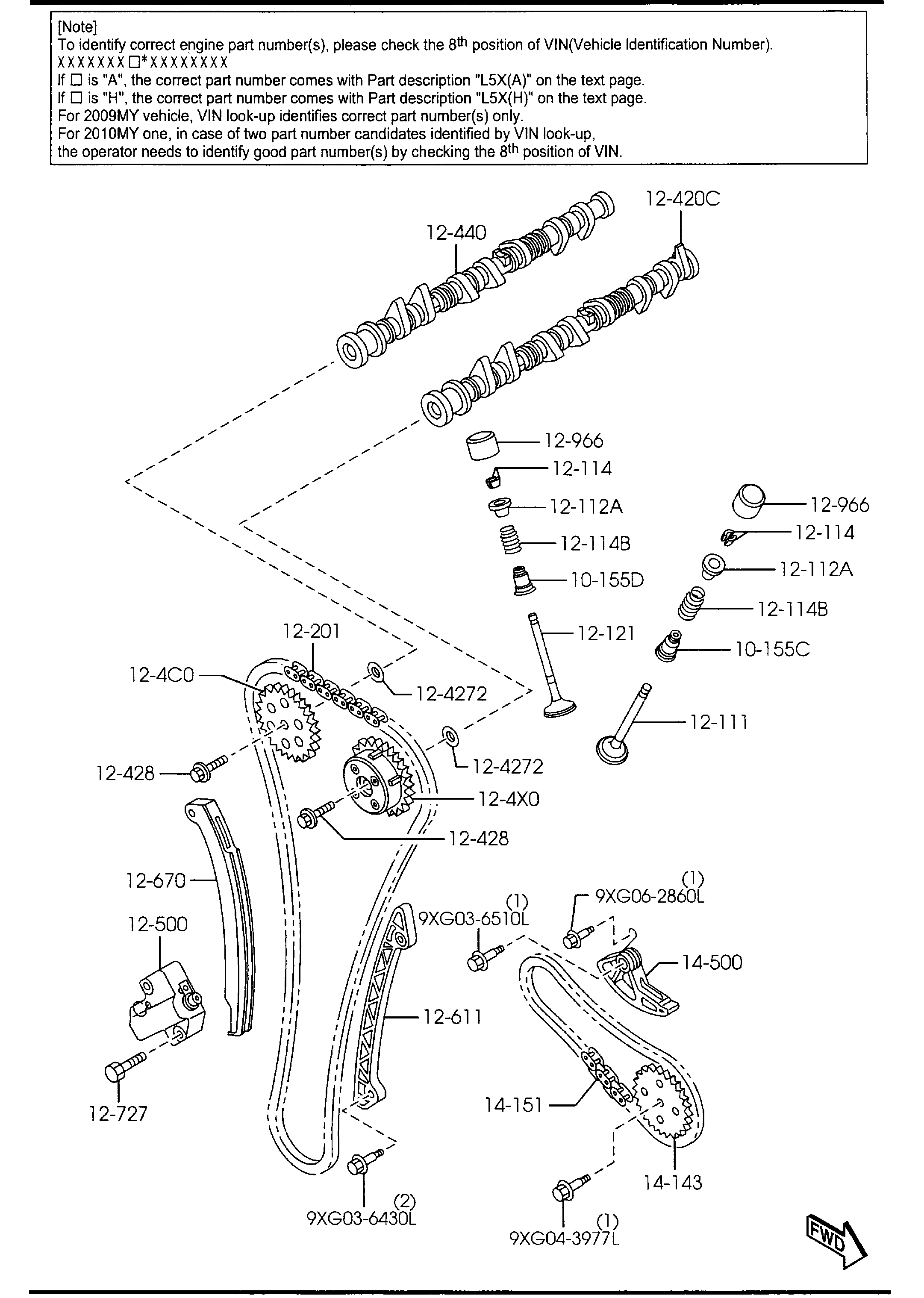 MAZDA L3G3-12-614 - Mierinātājsliede, GSM piedziņas ķēde ps1.lv