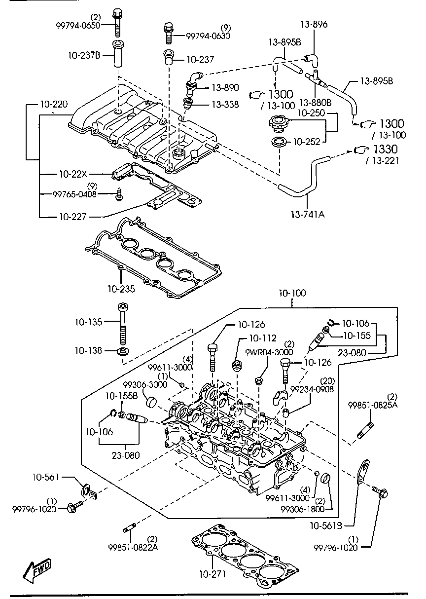 MAZDA FS01-10-237A - Blīvju komplekts, Motora bloka galvas vāks ps1.lv
