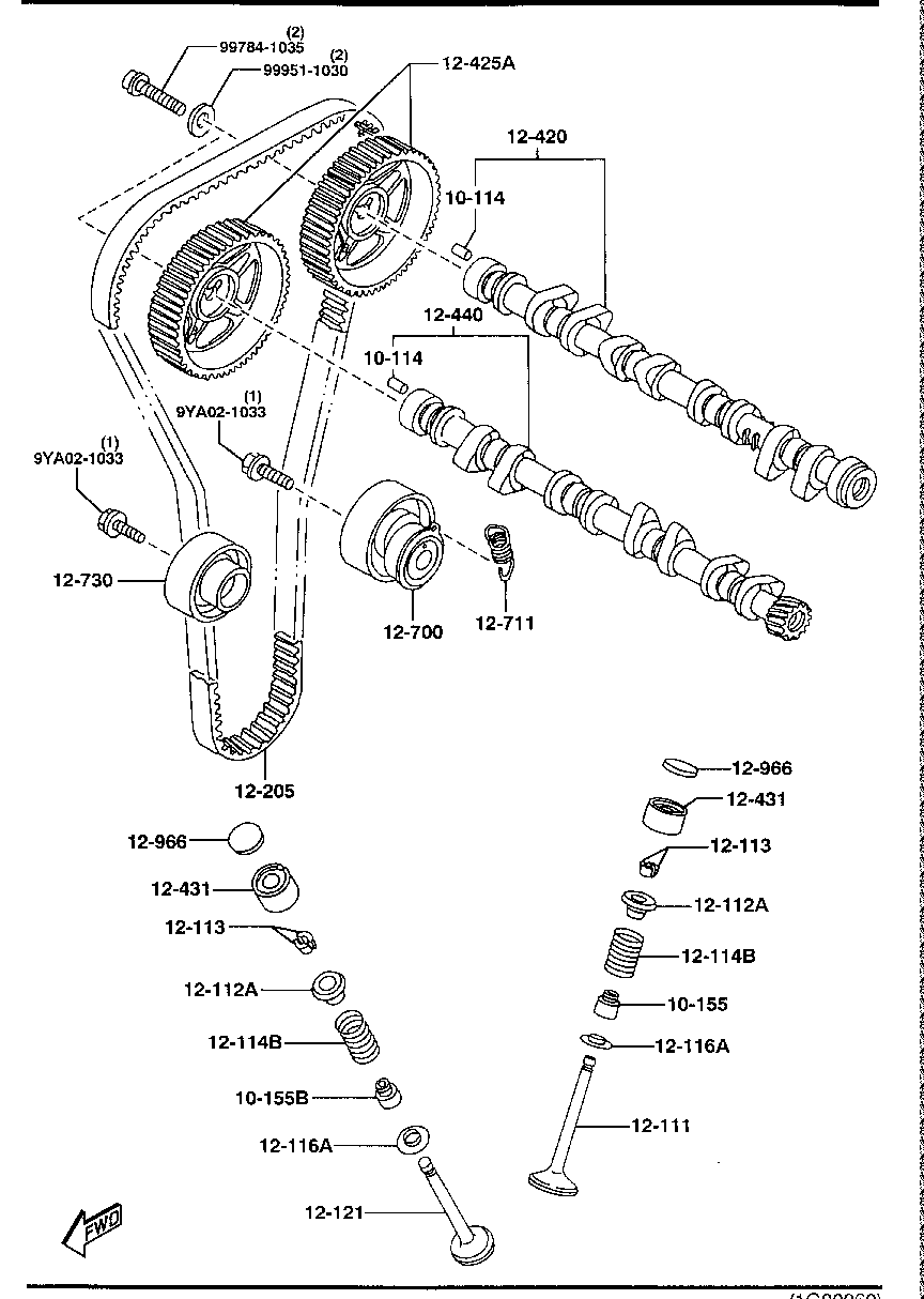 MAZDA FP01-12-700A - Spriegotājrullītis, Gāzu sadales mehānisma piedziņas siksna ps1.lv