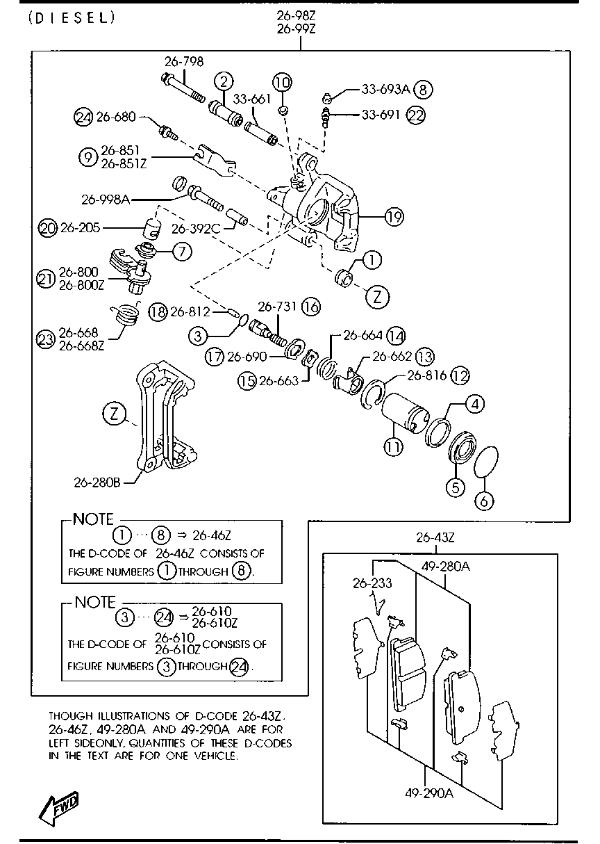 Mitsubishi GEYC-26-43ZA - Bremžu uzliku kompl., Disku bremzes ps1.lv