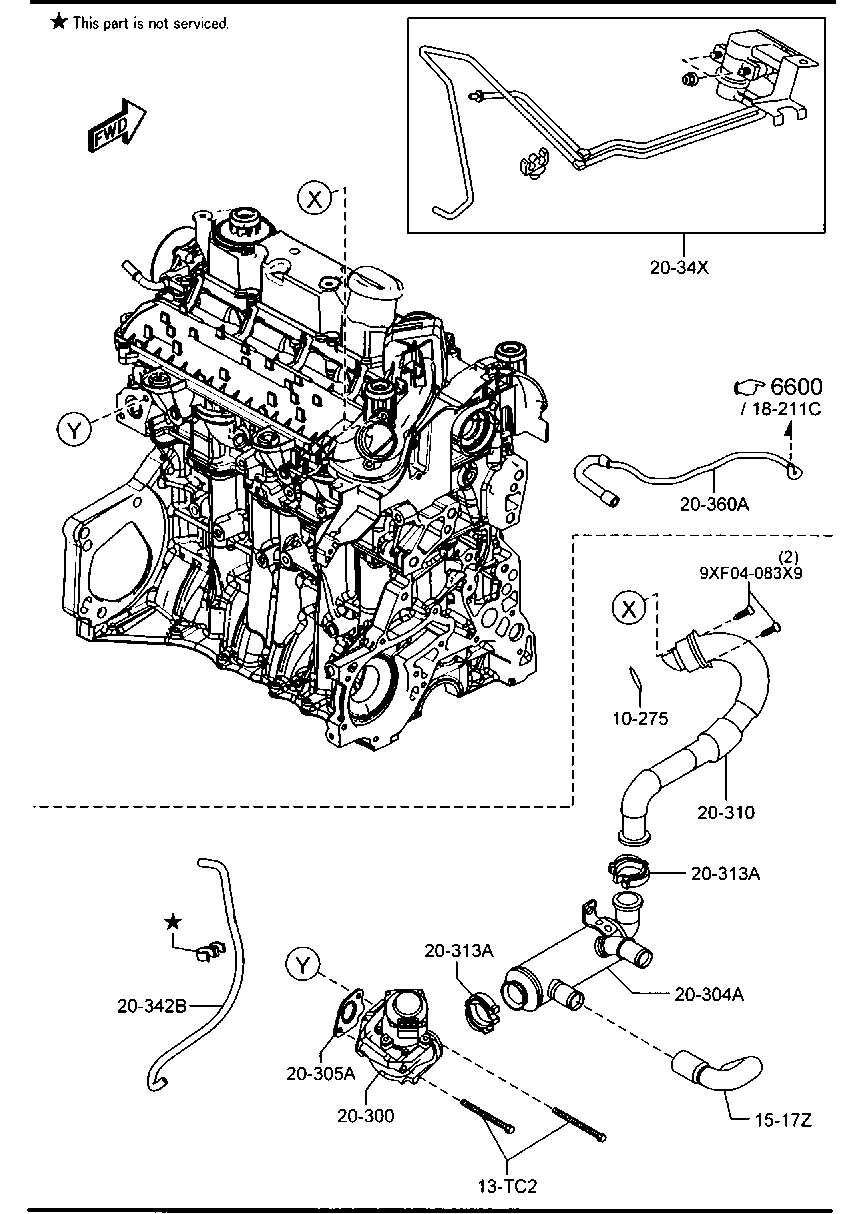 MAZDA Y404-15-17Z - Radiatora cauruļvads ps1.lv