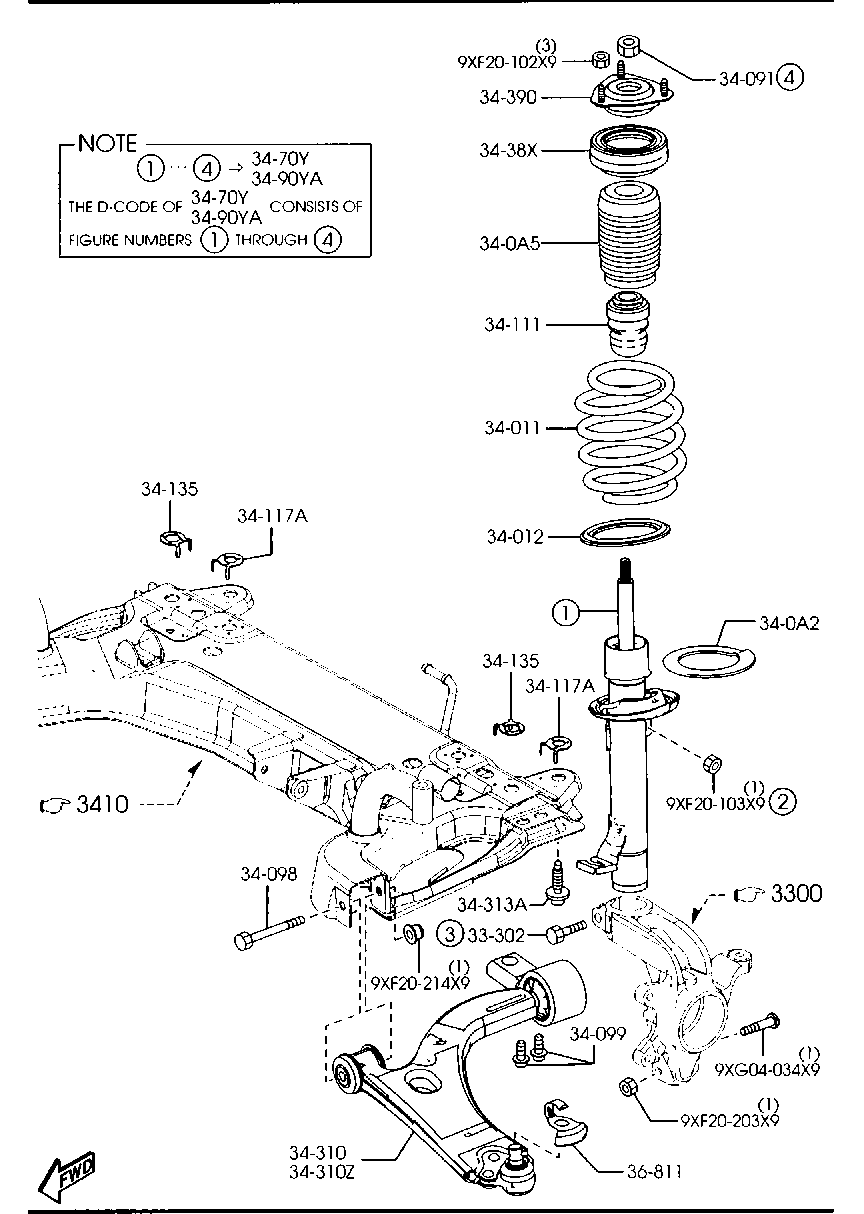 MAZDA DD32-34-111A - Putekļu aizsargkomplekts, Amortizators ps1.lv