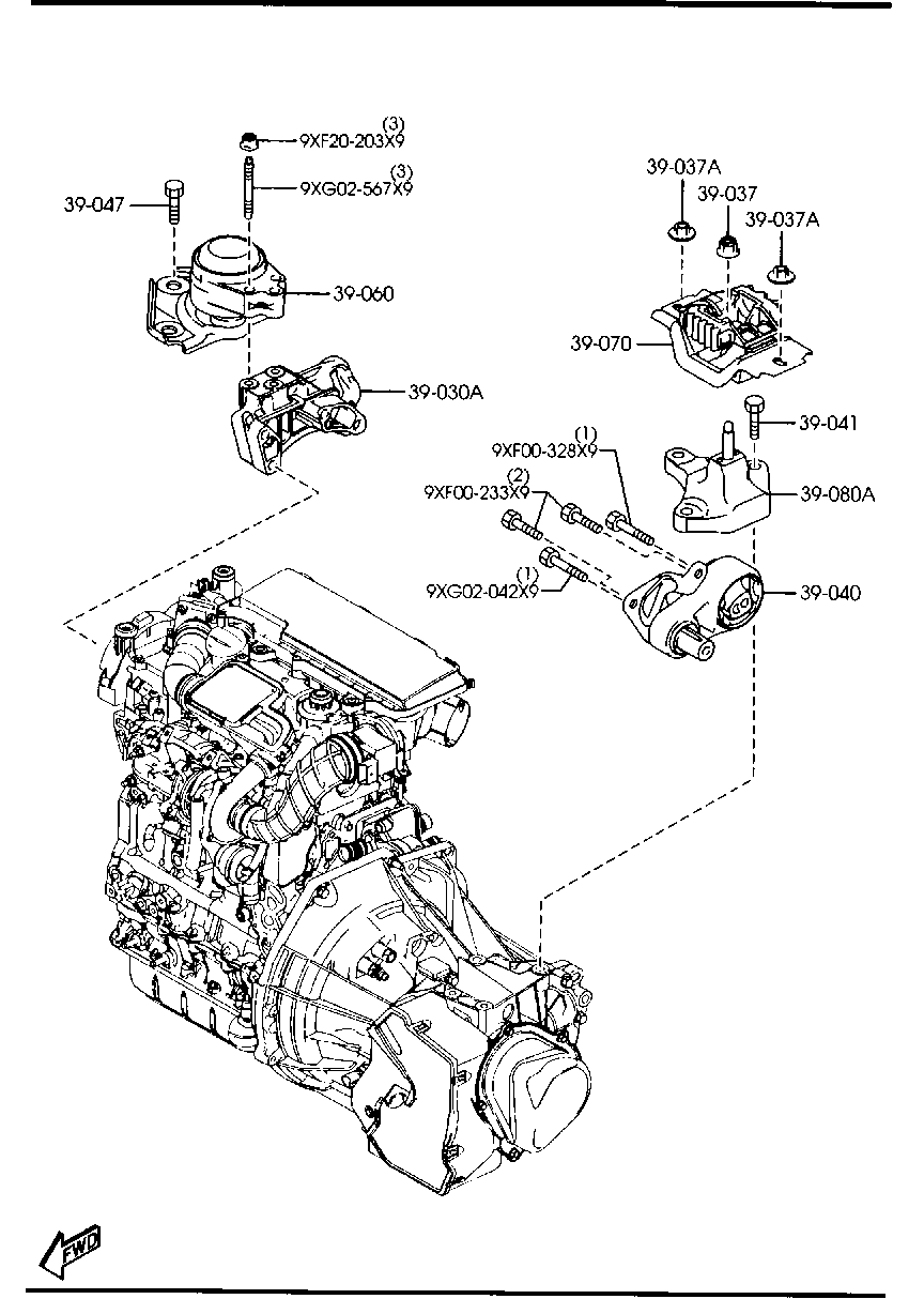 MAZDA DD32-39-040A - Piekare, Dzinējs ps1.lv