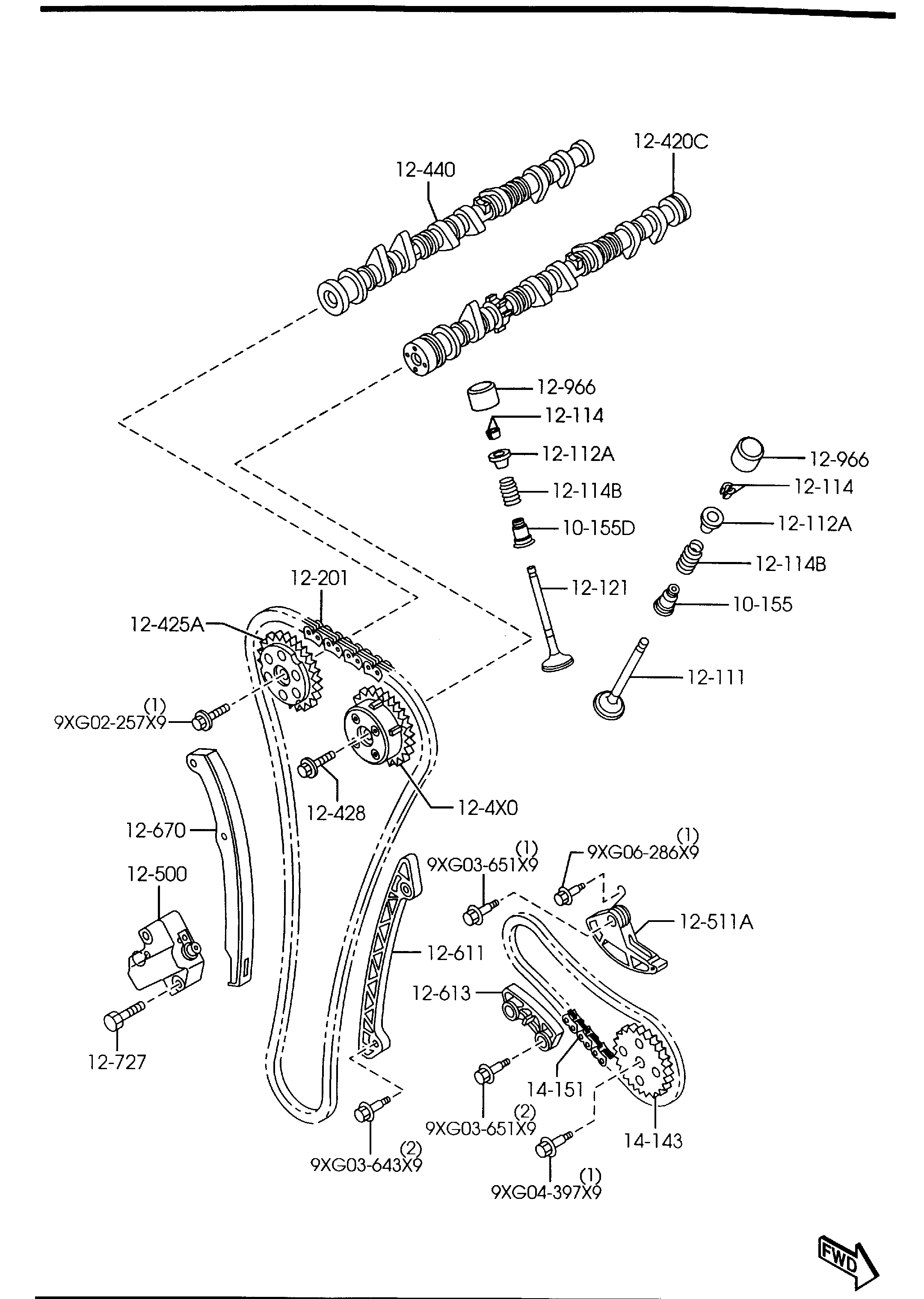 MAZDA L321-14-614 - Mierinātājsliede, GSM piedziņas ķēde ps1.lv