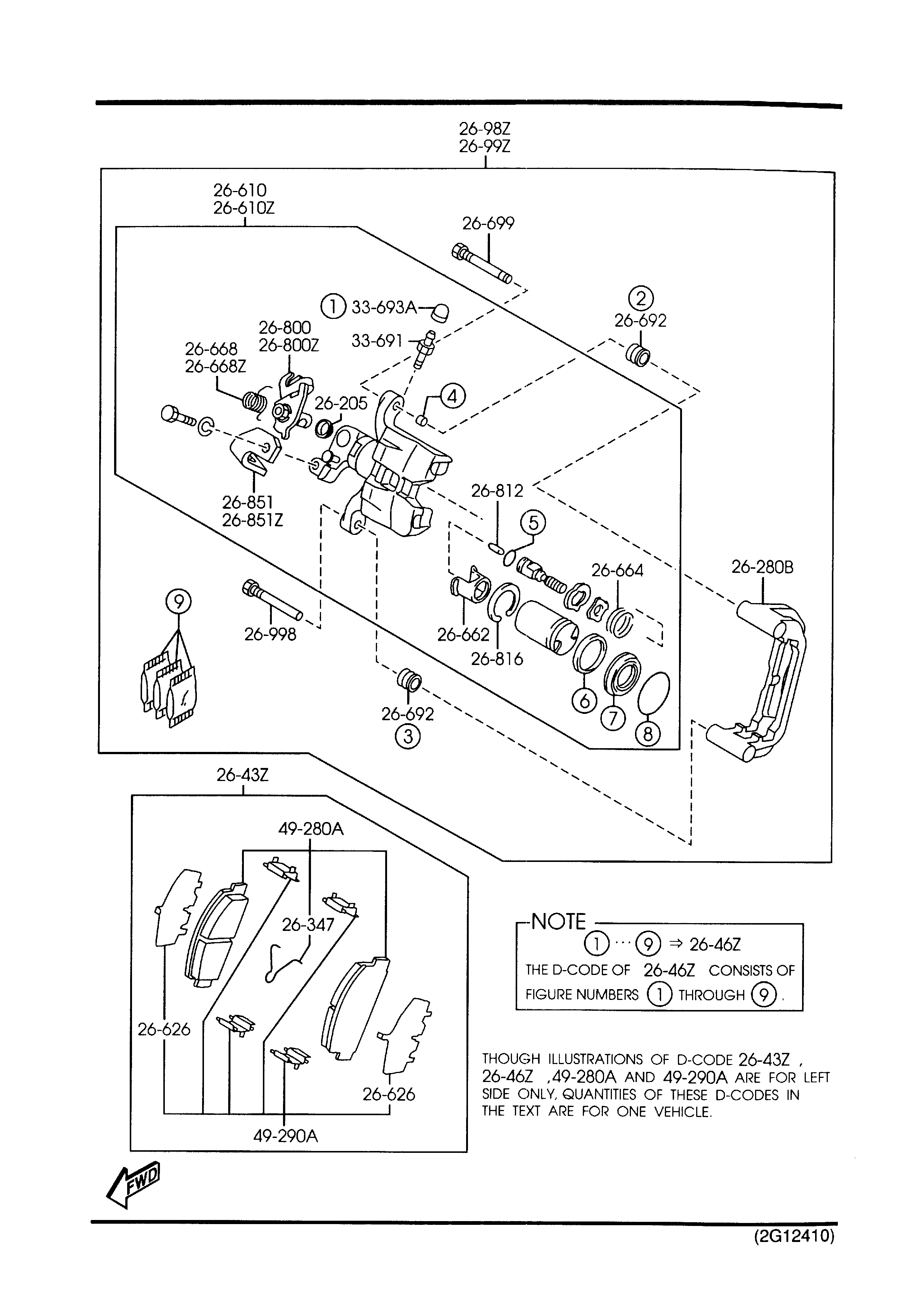 MAZDA GKYA-26-43Z - Bremžu uzliku kompl., Disku bremzes ps1.lv