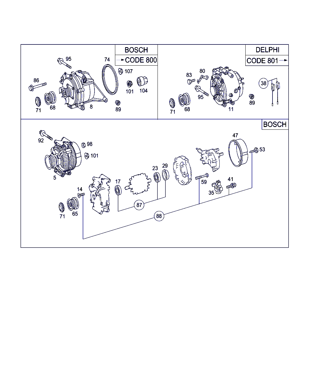 Mercedes-Benz A 007 981 72 25 - Gultnis piedziņas pusē, Ģenerators ps1.lv