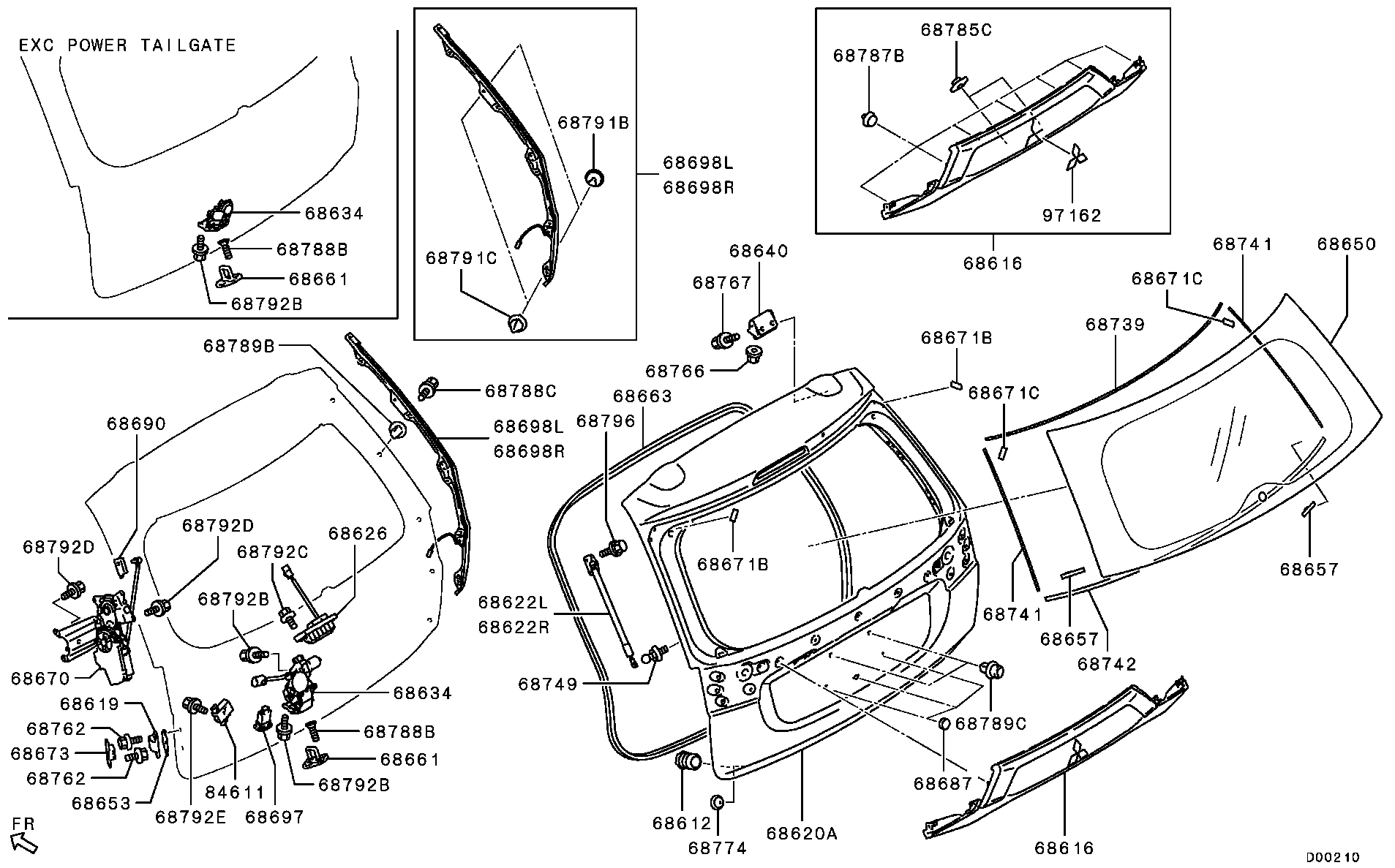 Mitsubishi 5802A599 - Gāzes atspere, Bagāžas / Kravas nodalījuma vāks ps1.lv