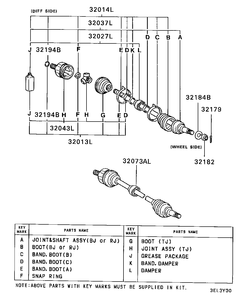 Hyundai MB526117 - Šarnīru komplekts, Piedziņas vārpsta ps1.lv