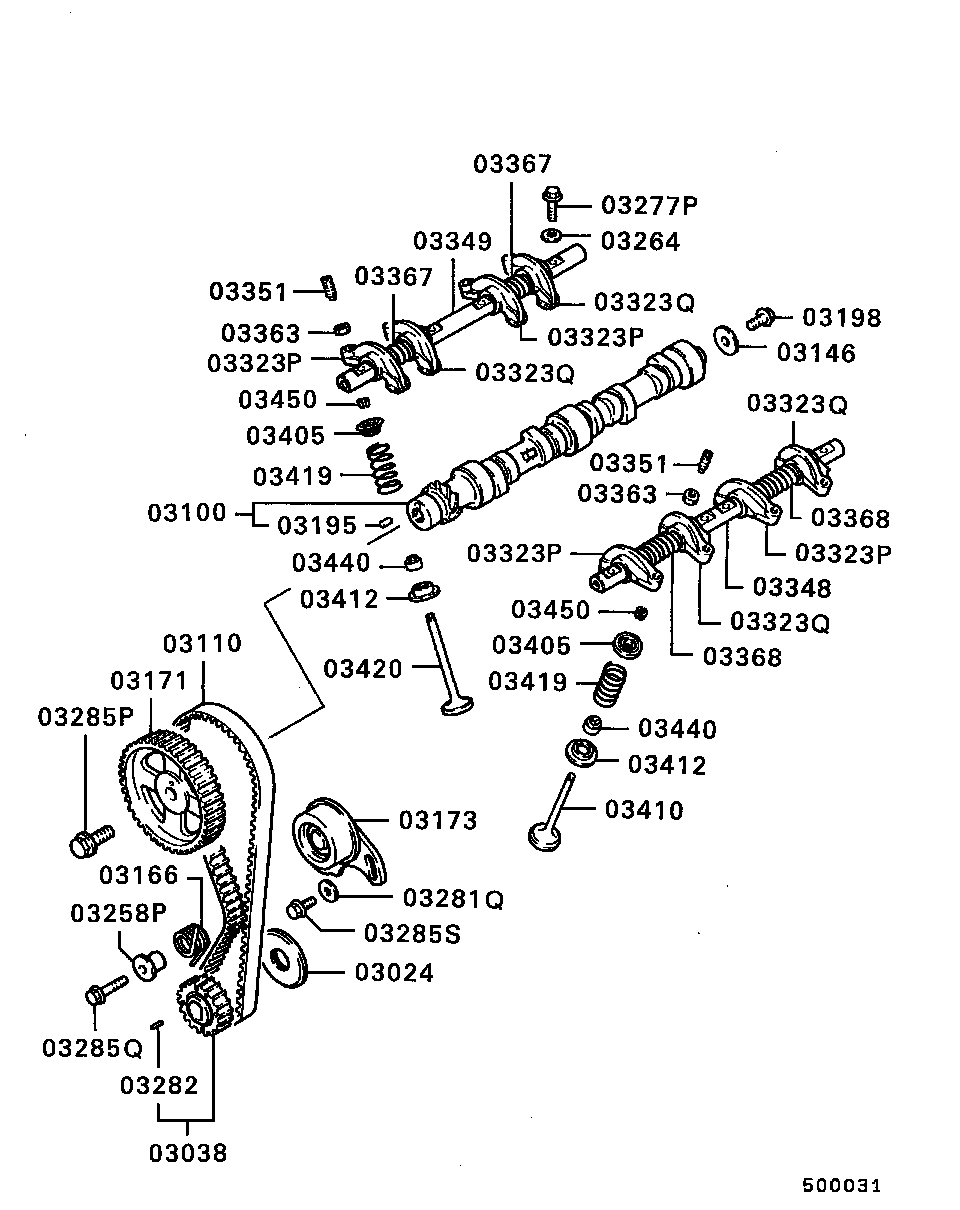 Mitsubishi MD030605 - Spriegotājrullītis, Gāzu sadales mehānisma piedziņas siksna ps1.lv