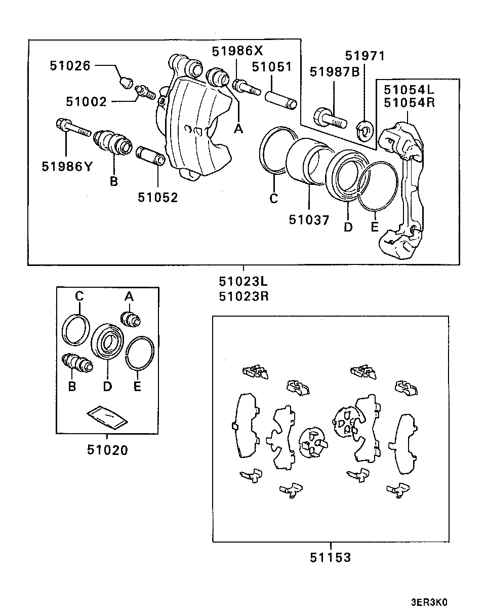 Mitsubishi MB277191 - Remkomplekts, Bremžu suports ps1.lv