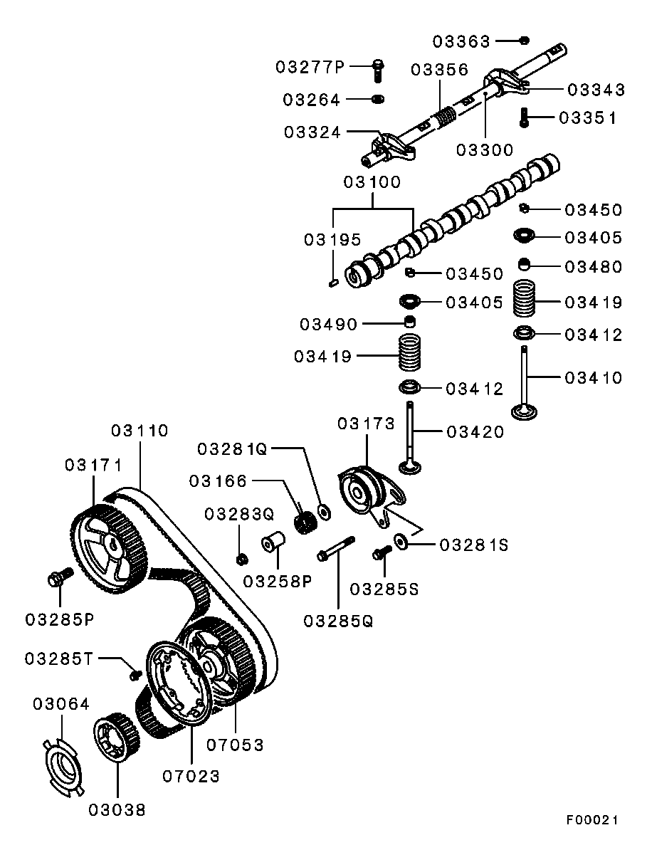 Hyundai MD329625 - Spriegotājrullītis, Gāzu sadales mehānisma piedziņas siksna ps1.lv