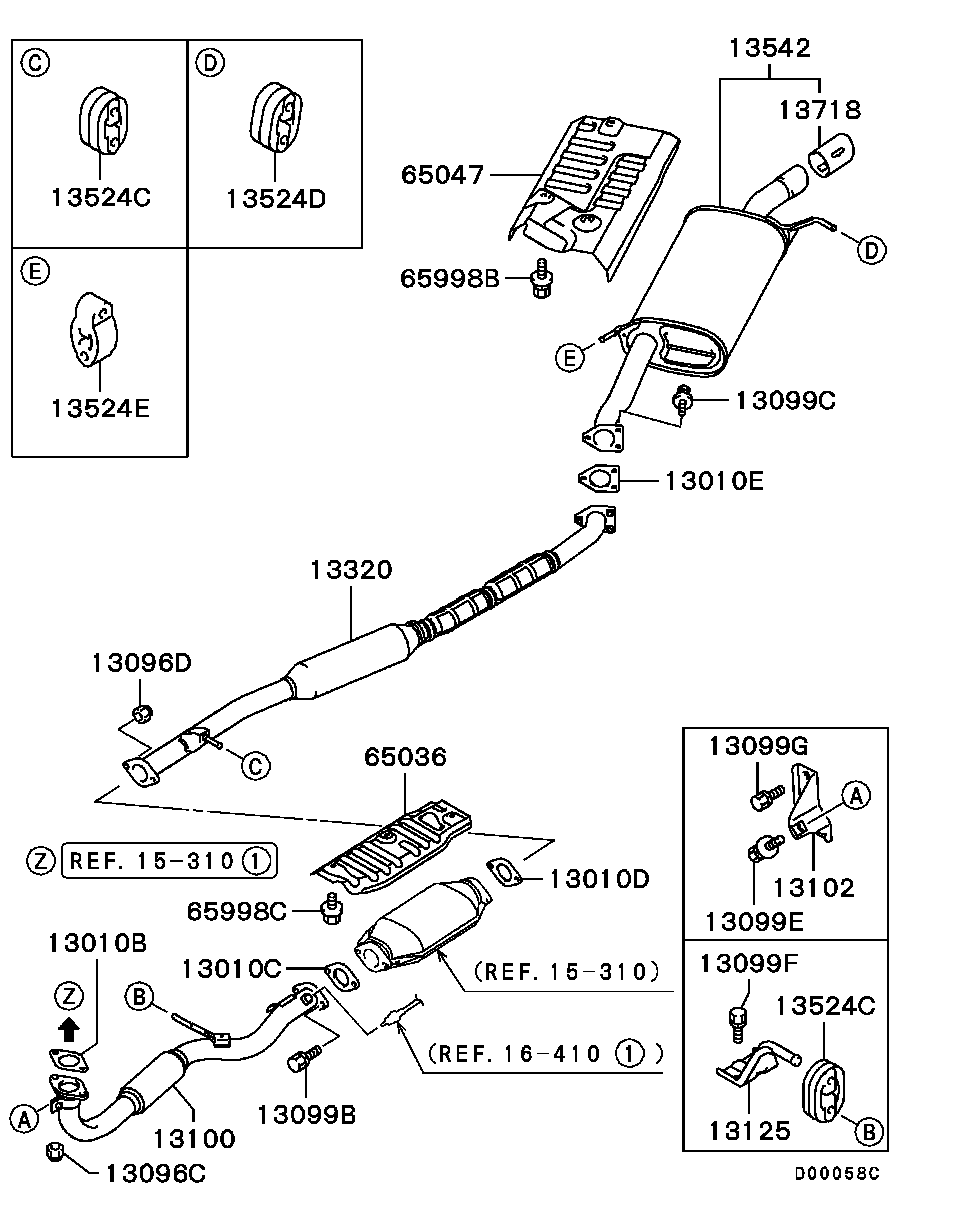 Mitsubishi MR 529 713 - Blīve, Izplūdes caurule ps1.lv