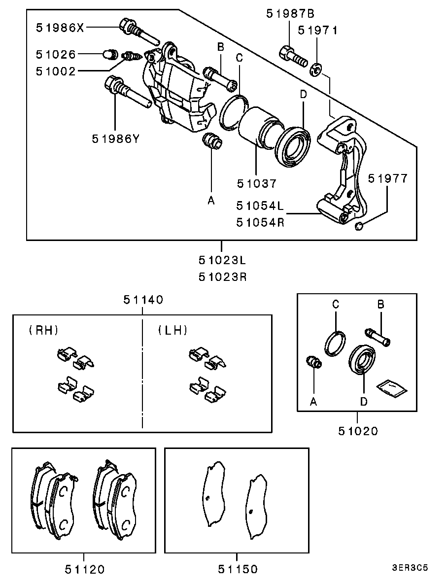 Mitsubishi MR389508 - Bremžu uzliku kompl., Disku bremzes ps1.lv