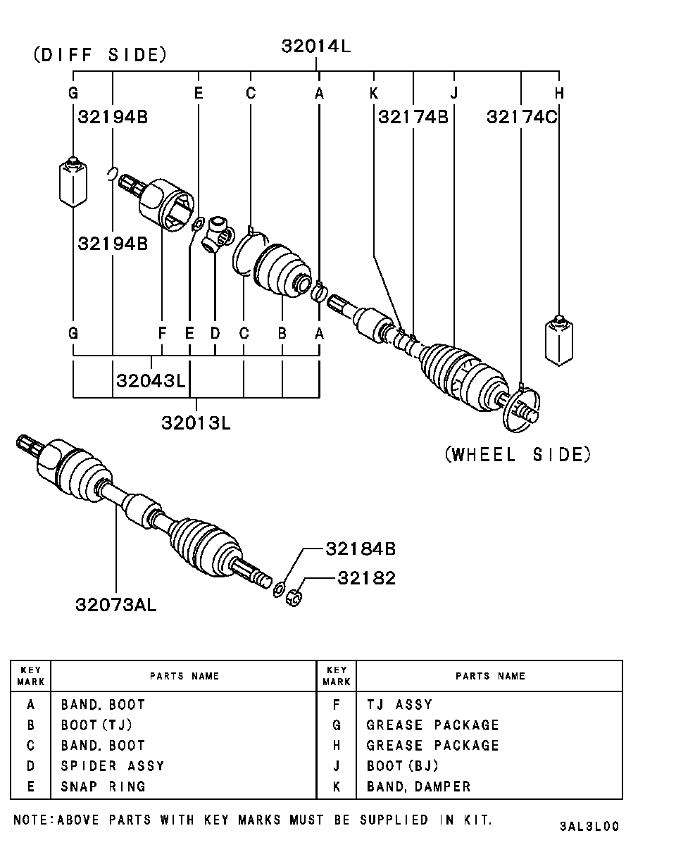 Mitsubishi MB620560 - Montāžas komplekts, Piedziņas vārpstas gofrēts apvalks ps1.lv