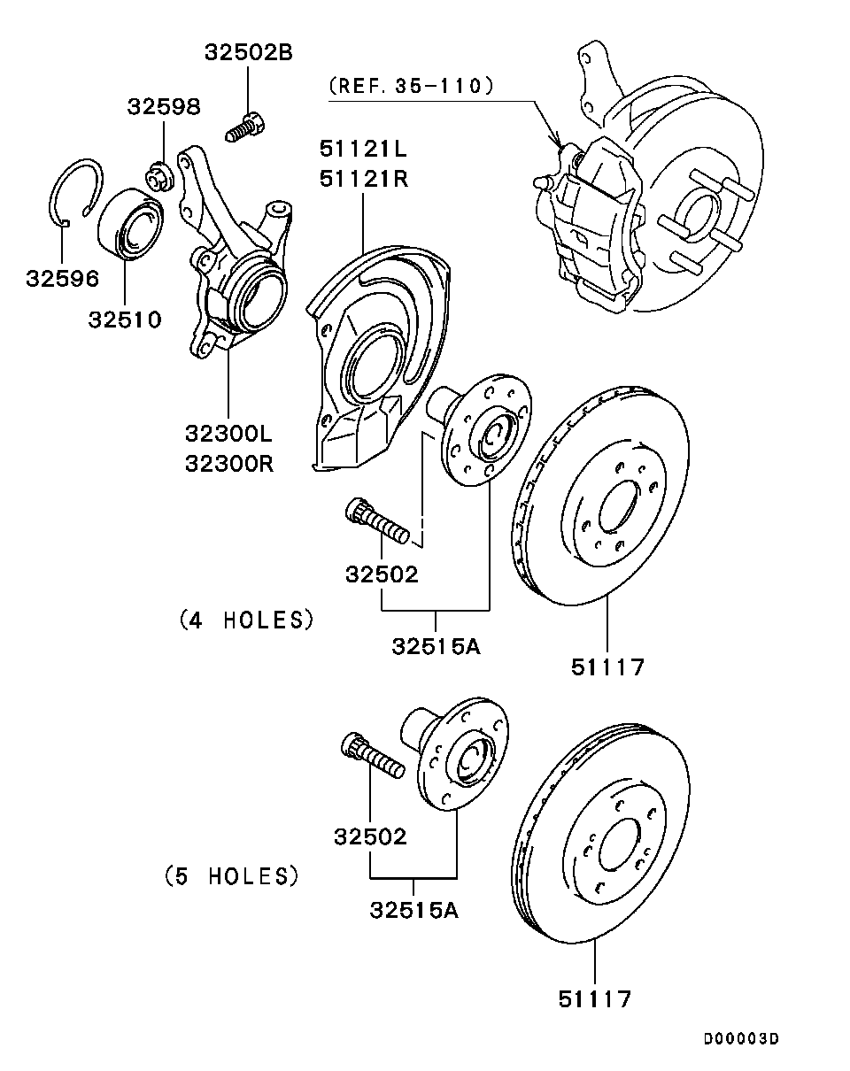 Mitsubishi MR519922 - Riteņa rumbas gultņa komplekts ps1.lv