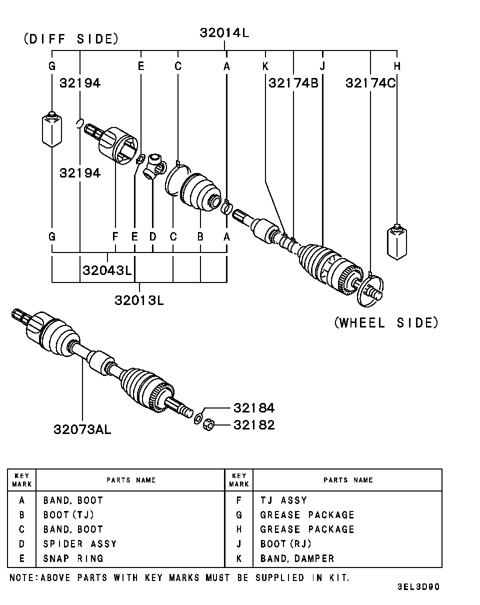 Mitsubishi MR953745 - Šarnīru komplekts, Piedziņas vārpsta ps1.lv