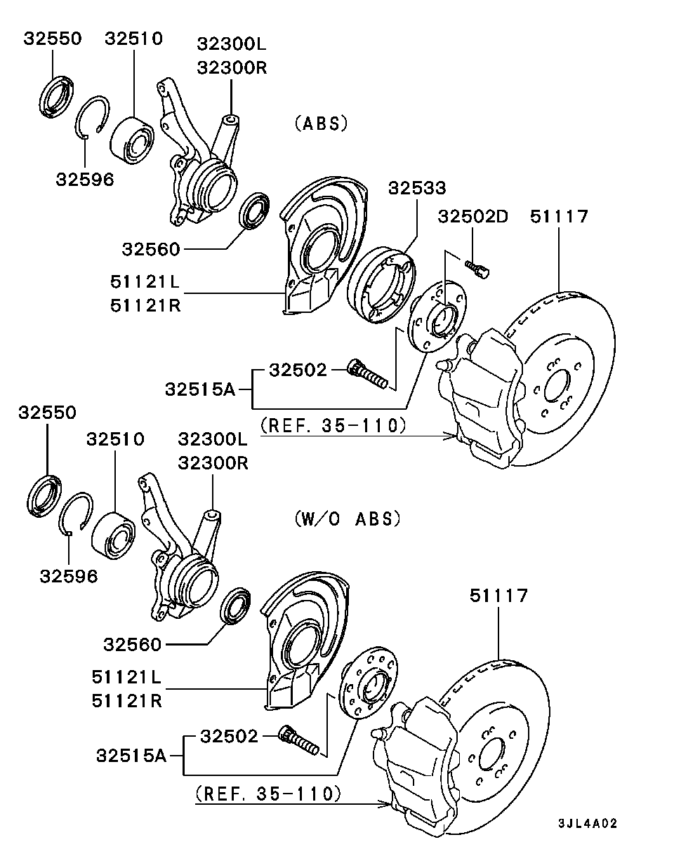 Mitsubishi MB63 3435 - Riteņa rumbas gultņa komplekts ps1.lv