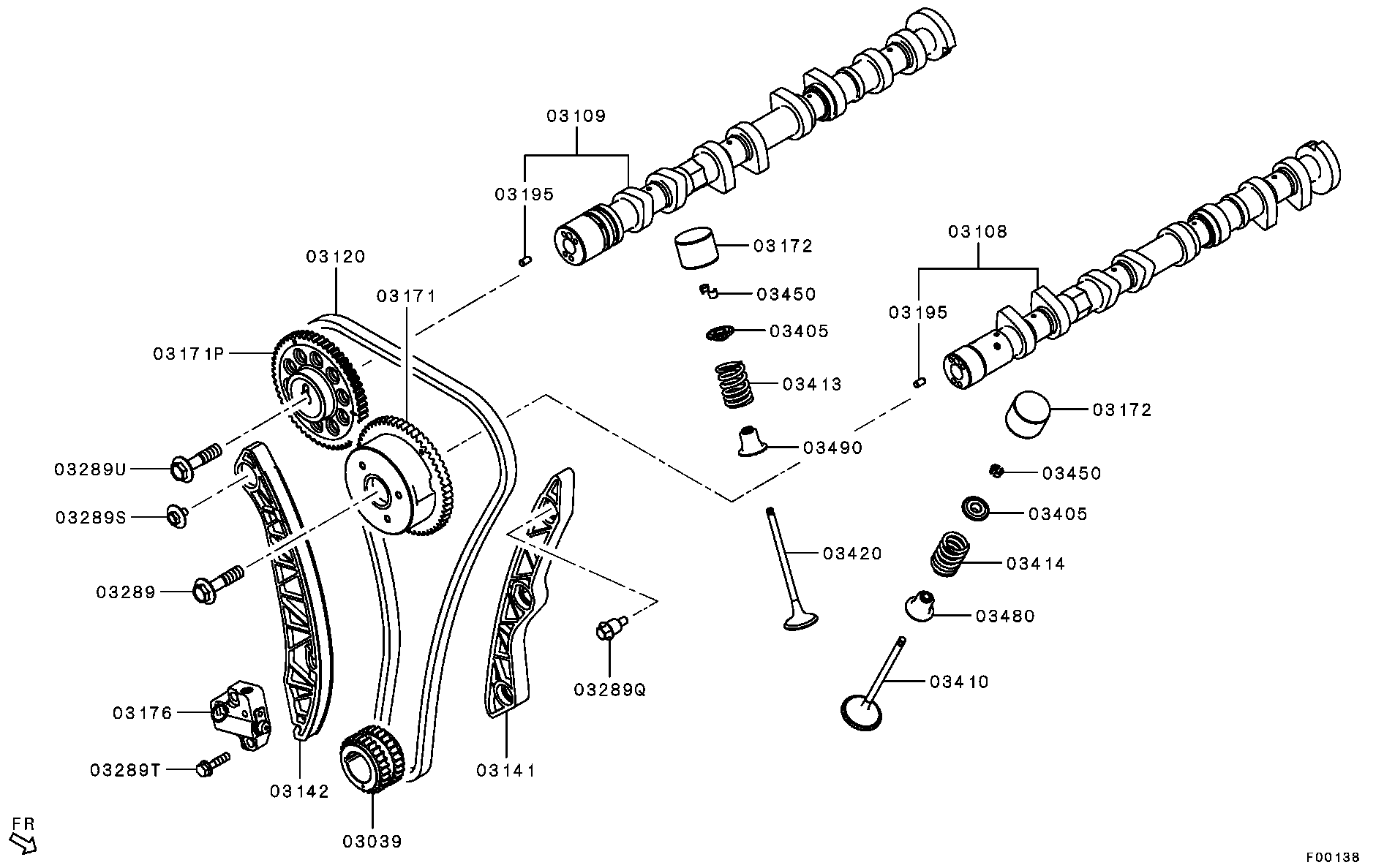 Mitsubishi MN 183892 - Sadales vārpstas piedziņas ķēdes komplekts ps1.lv