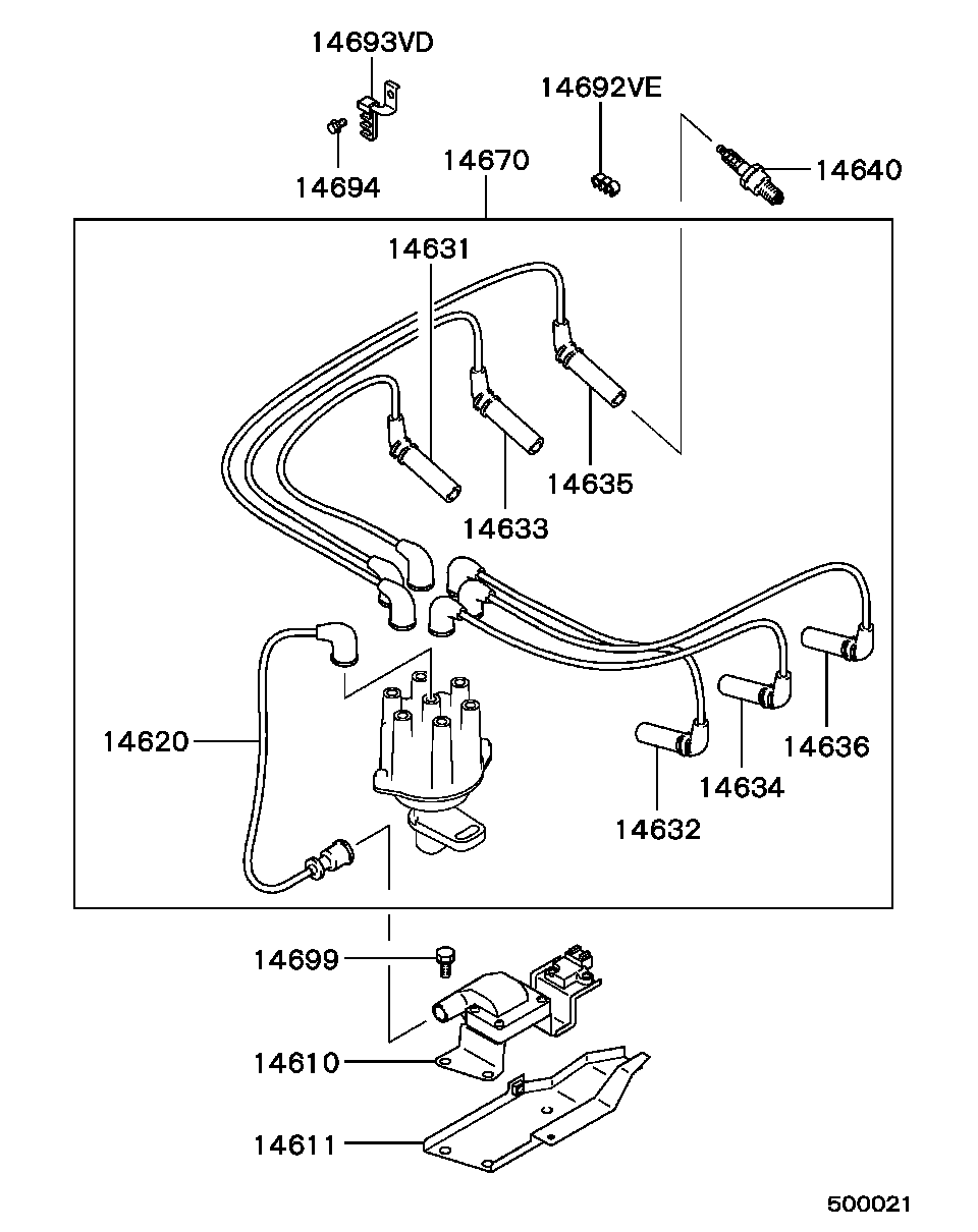 Mitsubishi MD 976524 - Augstsprieguma vadu komplekts ps1.lv