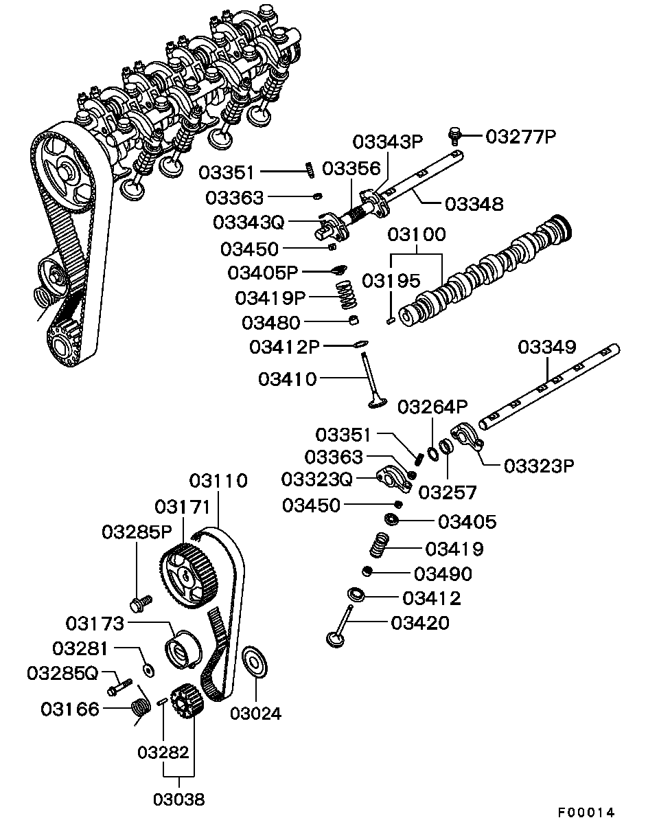 Mitsubishi MD329976 - Spriegotājrullītis, Gāzu sadales mehānisma piedziņas siksna ps1.lv