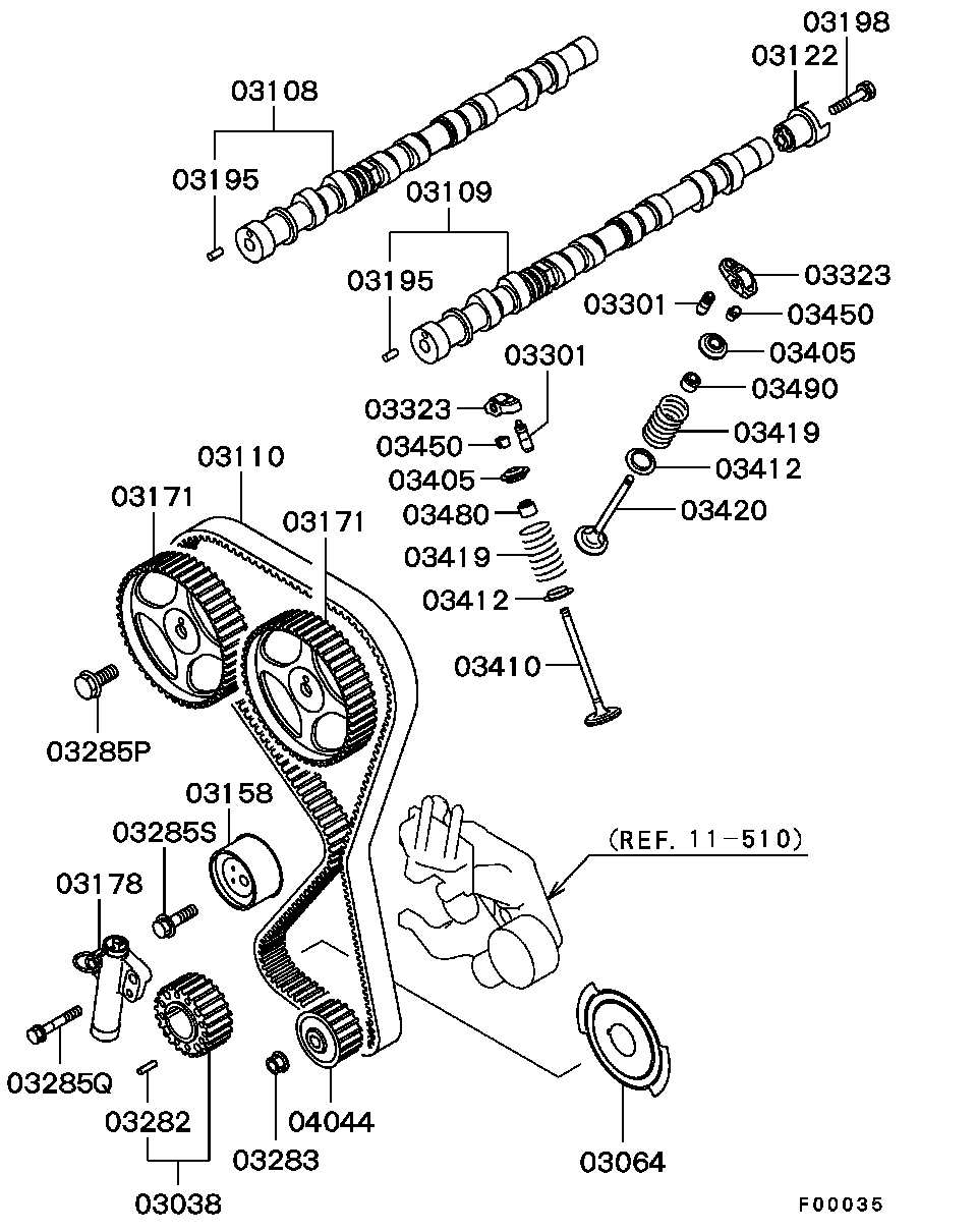 Great Wall MD182537 - Spriegotājrullītis, Gāzu sadales mehānisma piedziņas siksna ps1.lv