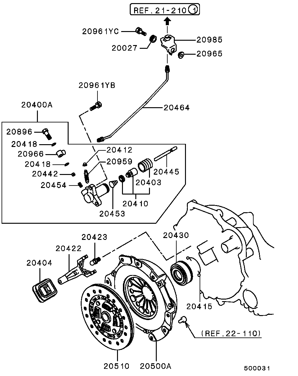 Mitsubishi MD742157 - Darba cilindrs, Sajūgs ps1.lv