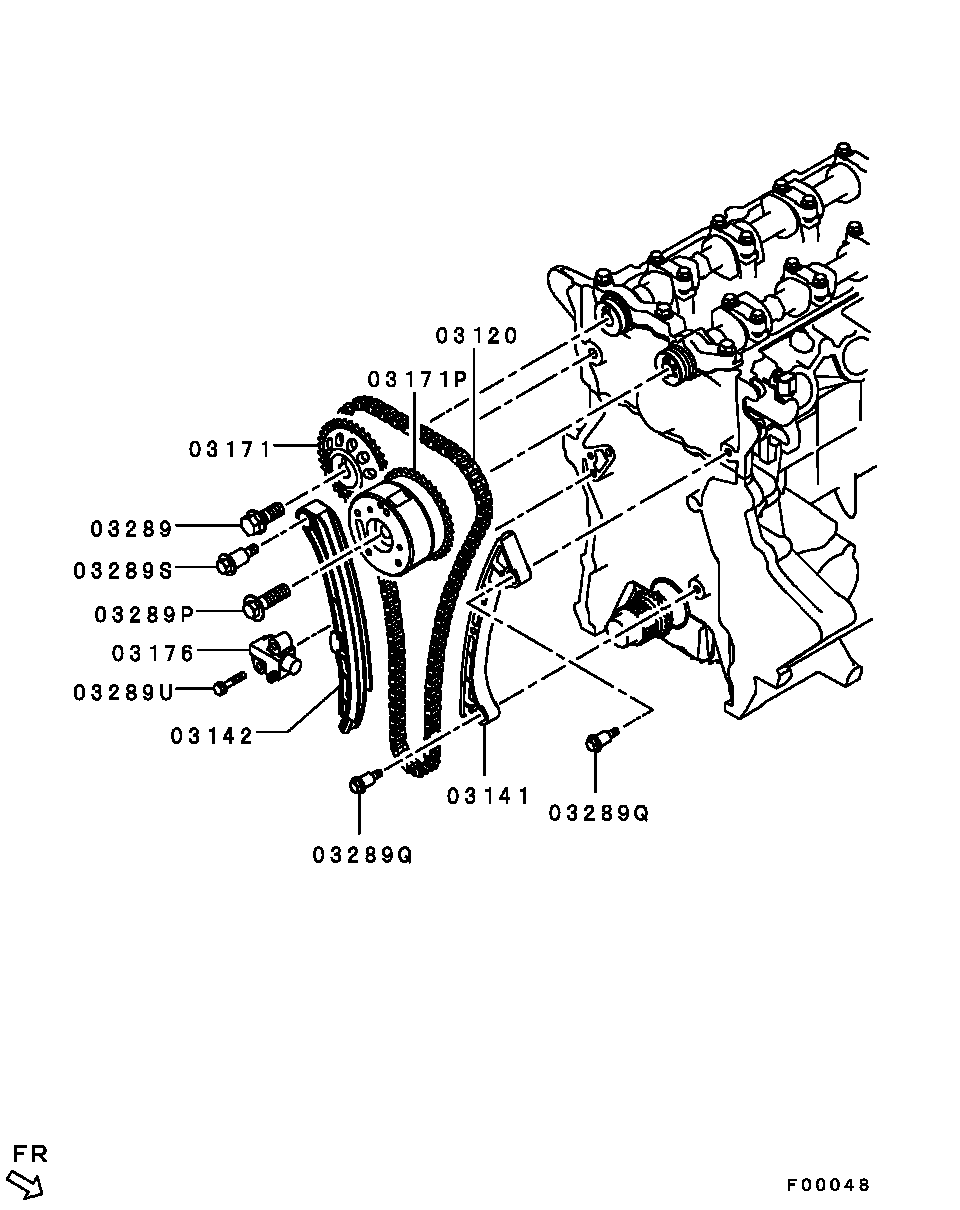 Mitsubishi MN 128498 - Sadales vārpstas piedziņas ķēdes komplekts ps1.lv