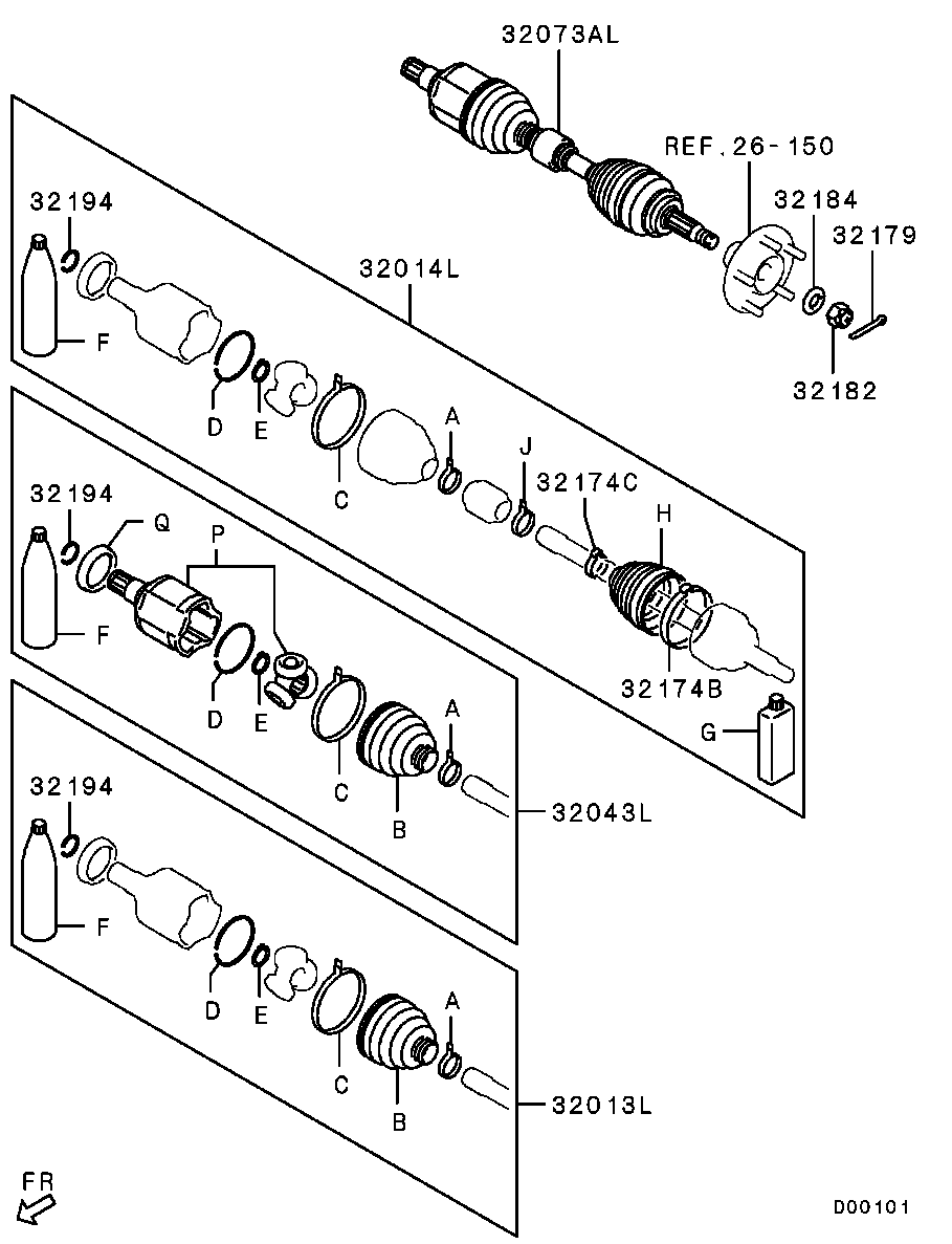 Mitsubishi 3815A075 - Šarnīru komplekts, Piedziņas vārpsta ps1.lv