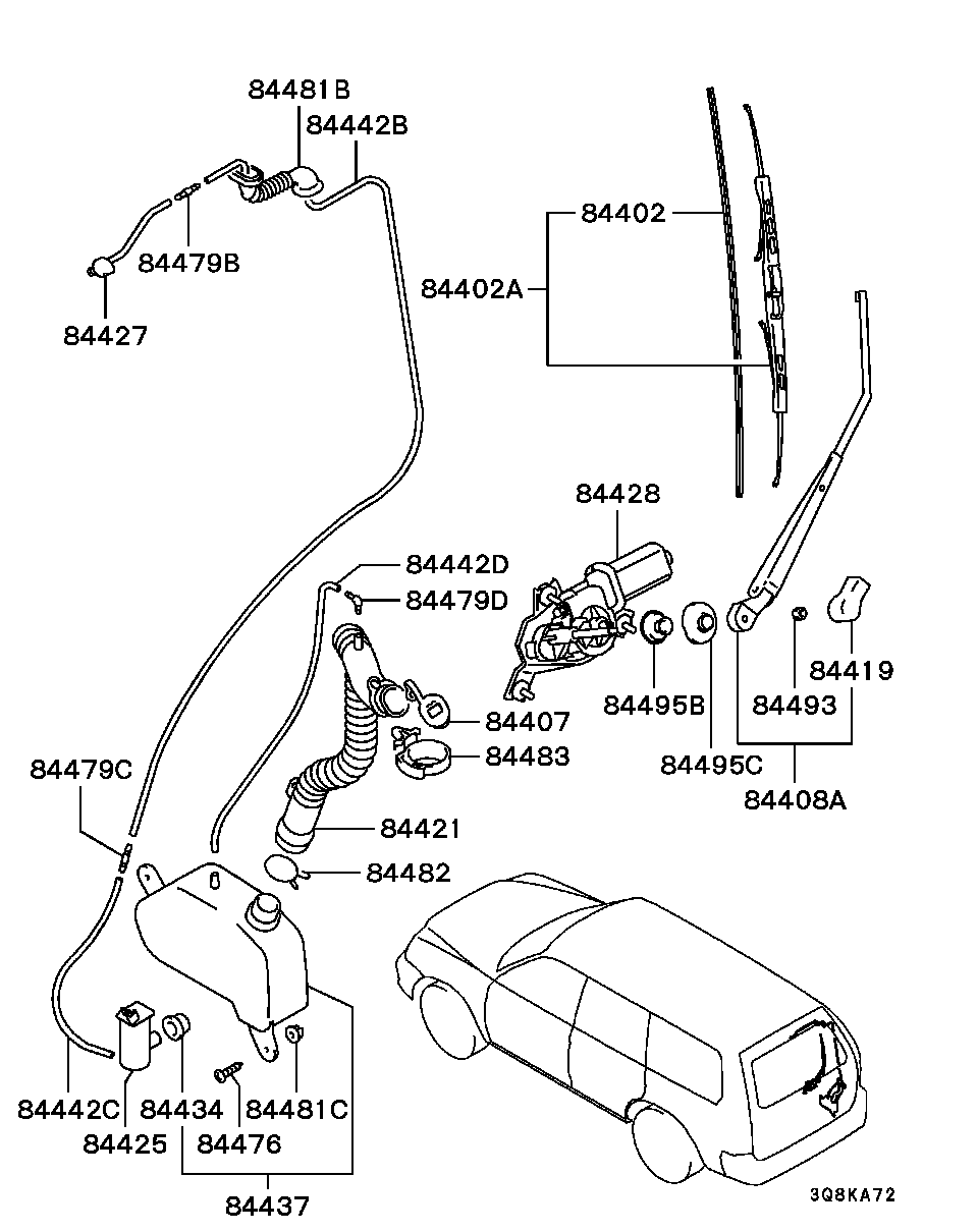 Mitsubishi MB358361 - Ūdenssūknis, Stiklu tīrīšanas sistēma ps1.lv