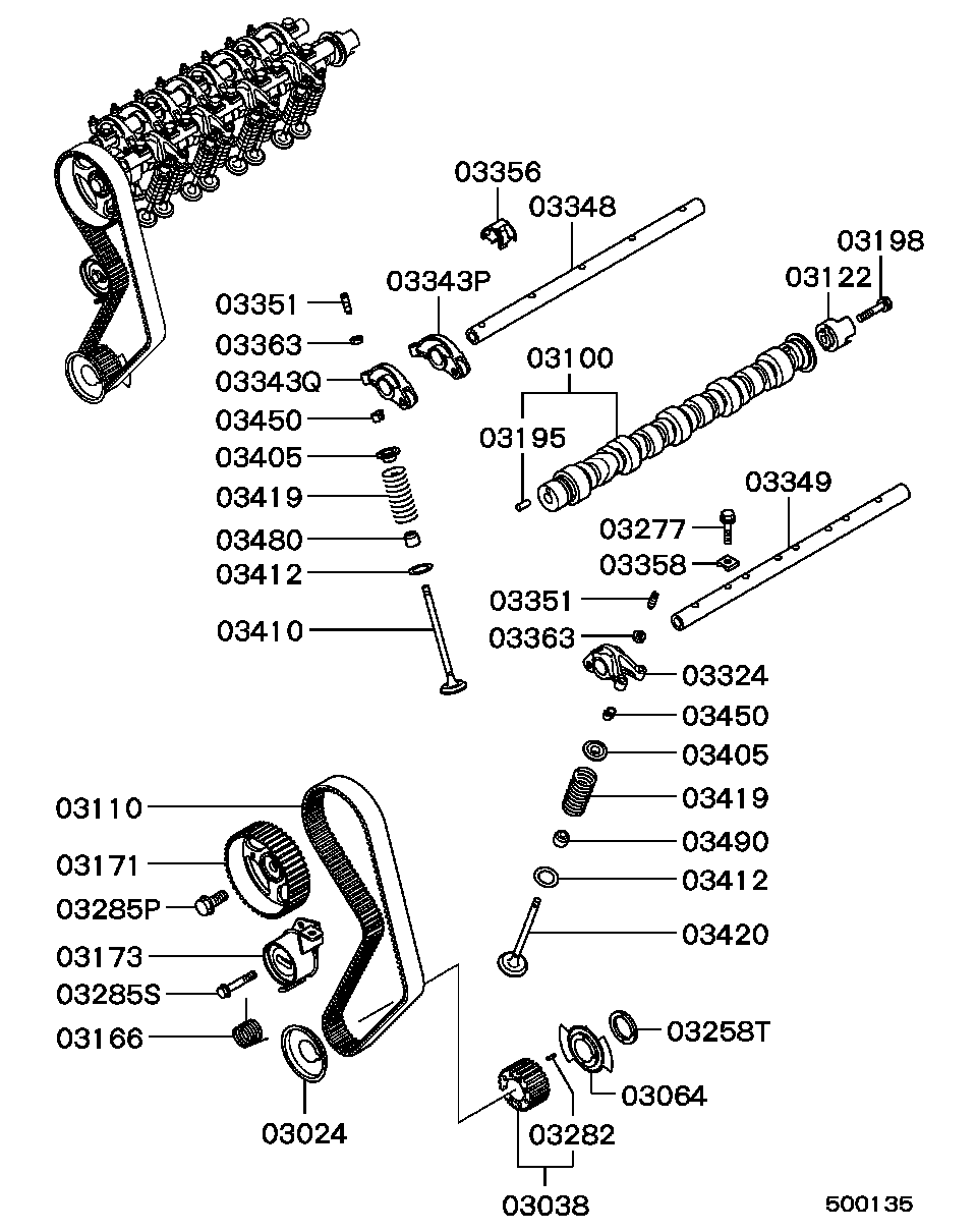 Mitsubishi MD320174 - Spriegotājrullītis, Gāzu sadales mehānisma piedziņas siksna ps1.lv