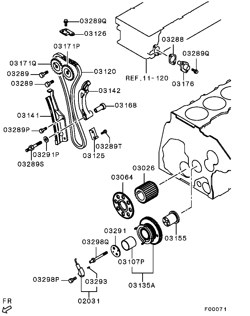 Mitsubishi 1141A020 - Sadales vārpstas piedziņas ķēdes komplekts ps1.lv