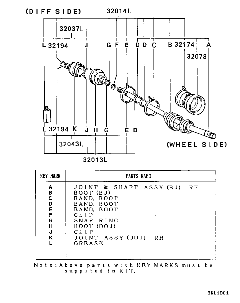 Mitsubishi MB526273 - Šarnīru komplekts, Piedziņas vārpsta ps1.lv