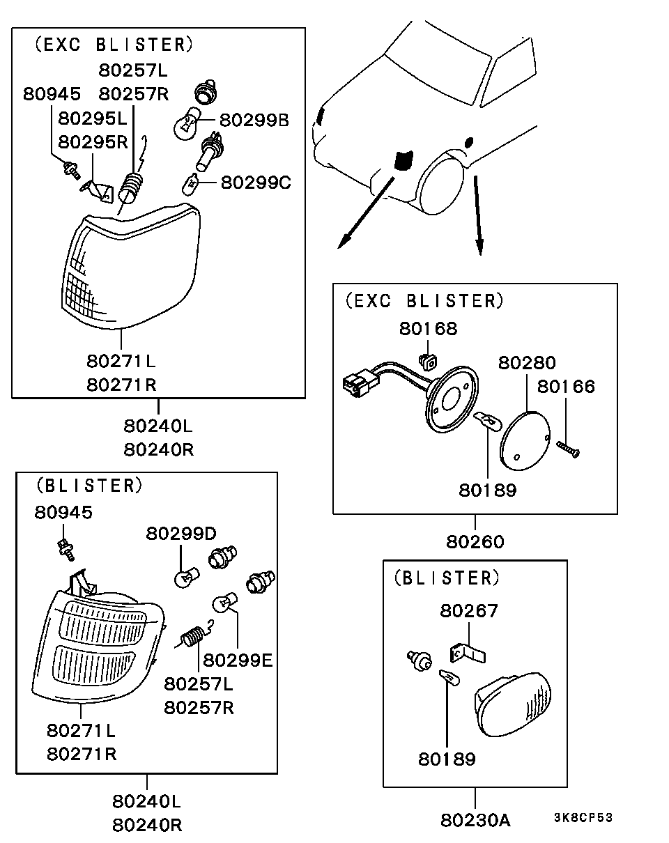 Mitsubishi MR124957 - Pagrieziena signāla lukturis ps1.lv