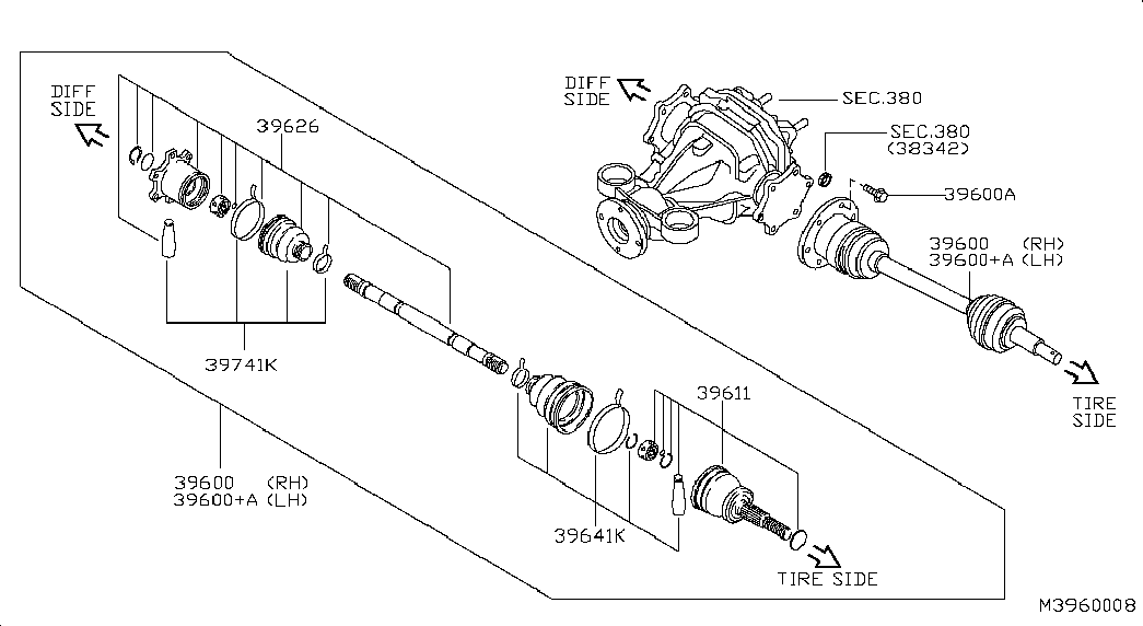 NISSAN 39600-EB310 - Šarnīrs, Piedziņas vārpsta ps1.lv