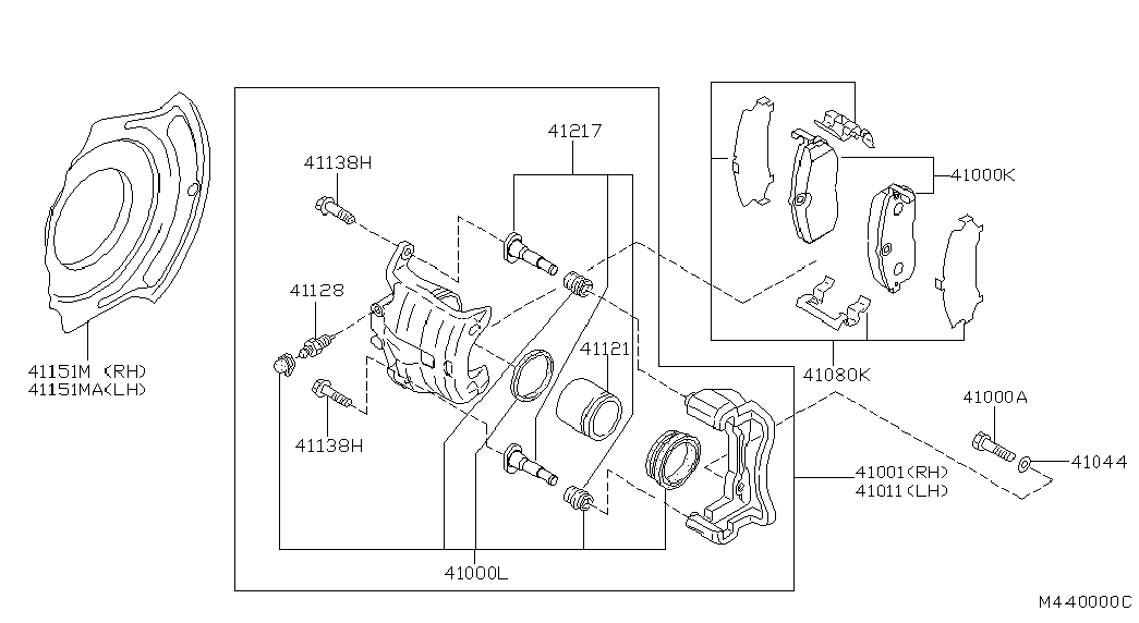 NISSAN 41060-4U126 - Bremžu uzliku kompl., Disku bremzes ps1.lv