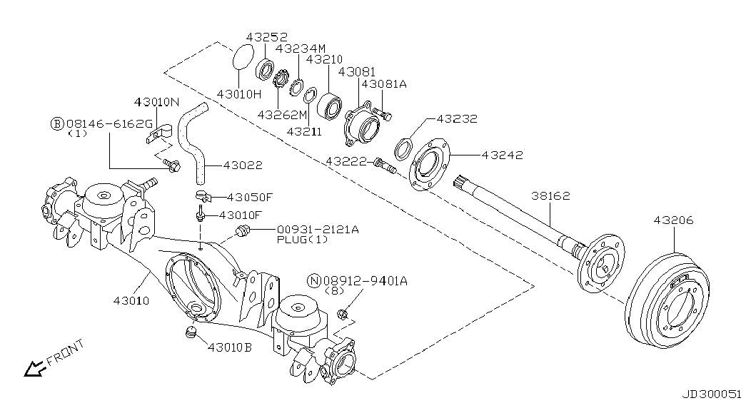 NISSAN 43252-0W000 - Riteņa rumbas gultņa komplekts ps1.lv