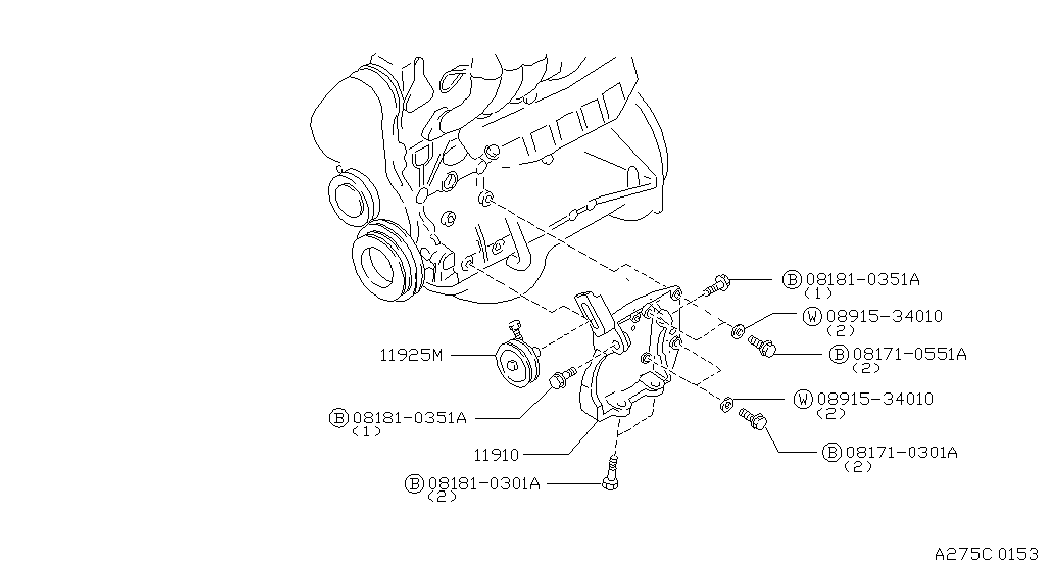 NISSAN 081710551A - Spriegotājrullītis, Gāzu sadales mehānisma piedziņas siksna ps1.lv