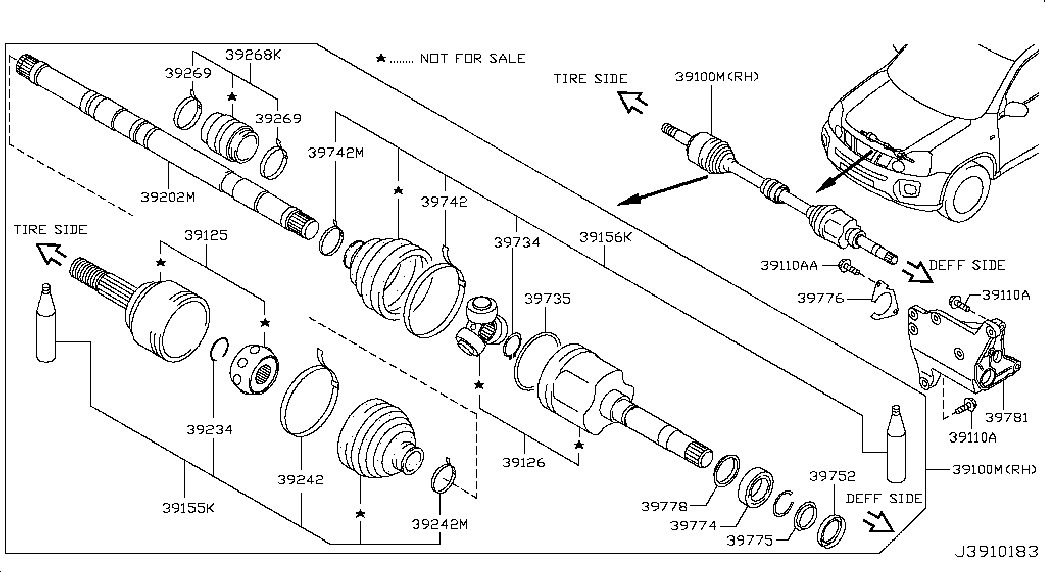 NISSAN C9BDA-JA0JA - Putekļusargs, Piedziņas vārpsta ps1.lv