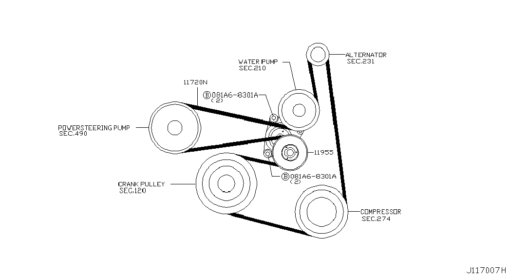 RENAULT 11955-6N202 - Siksnas spriegotājs, Ķīļsiksna ps1.lv