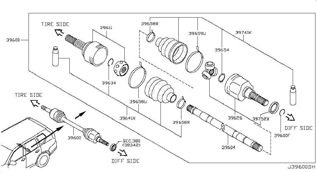 Infiniti 39211EN100 - Putekļusargs, Piedziņas vārpsta ps1.lv