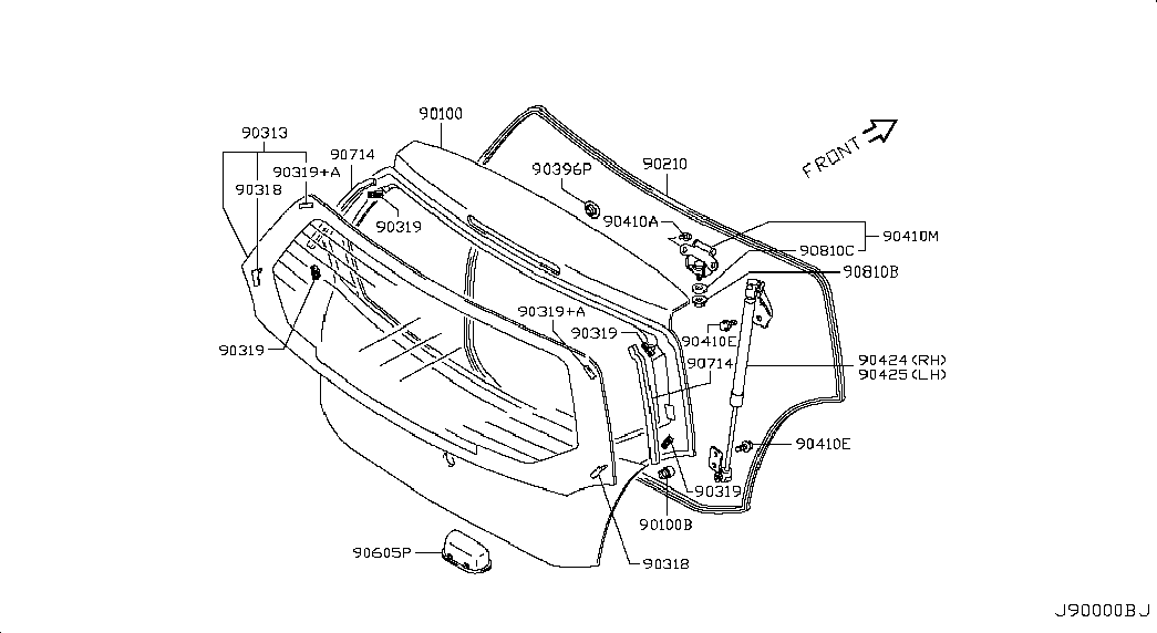 NISSAN 902114A00D - Gāzes atspere, Bagāžas / Kravas nodalījuma vāks ps1.lv